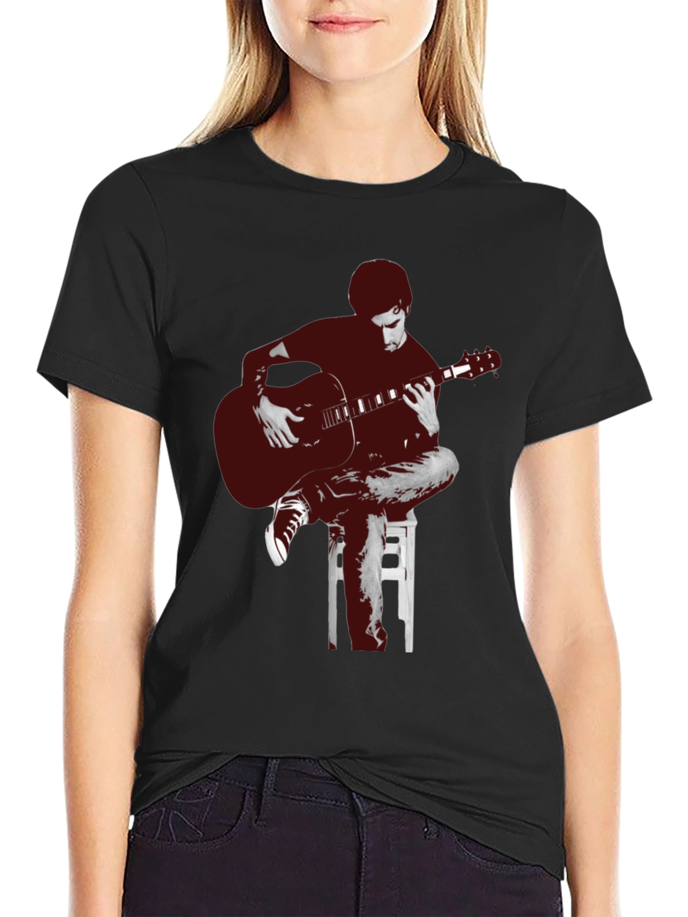 Guitar Player Graphic Tee - Unisex Black T-Shirt