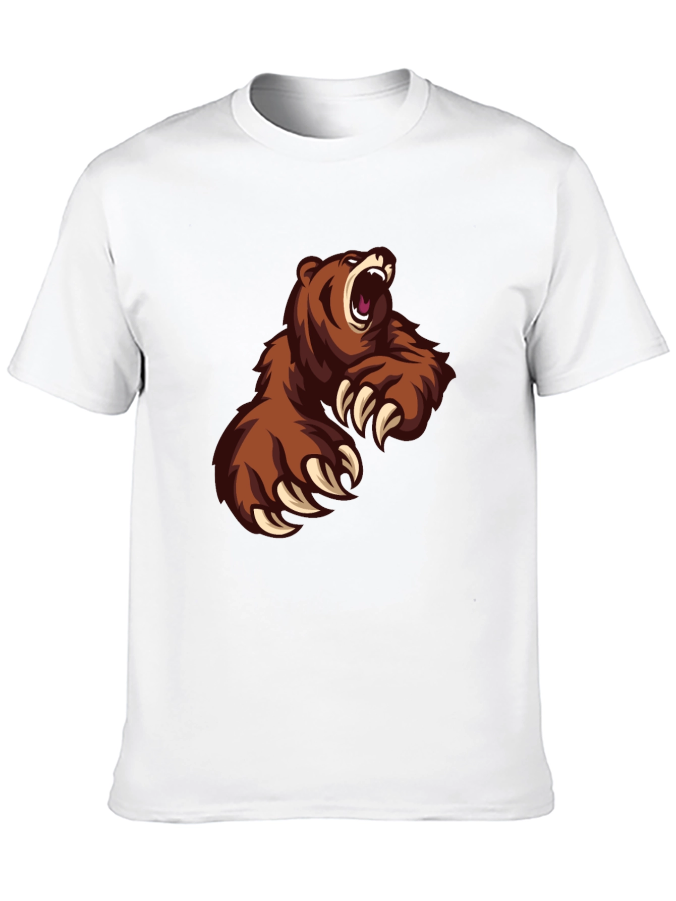 Mens Black T-Shirt with Roaring Bear Graphic