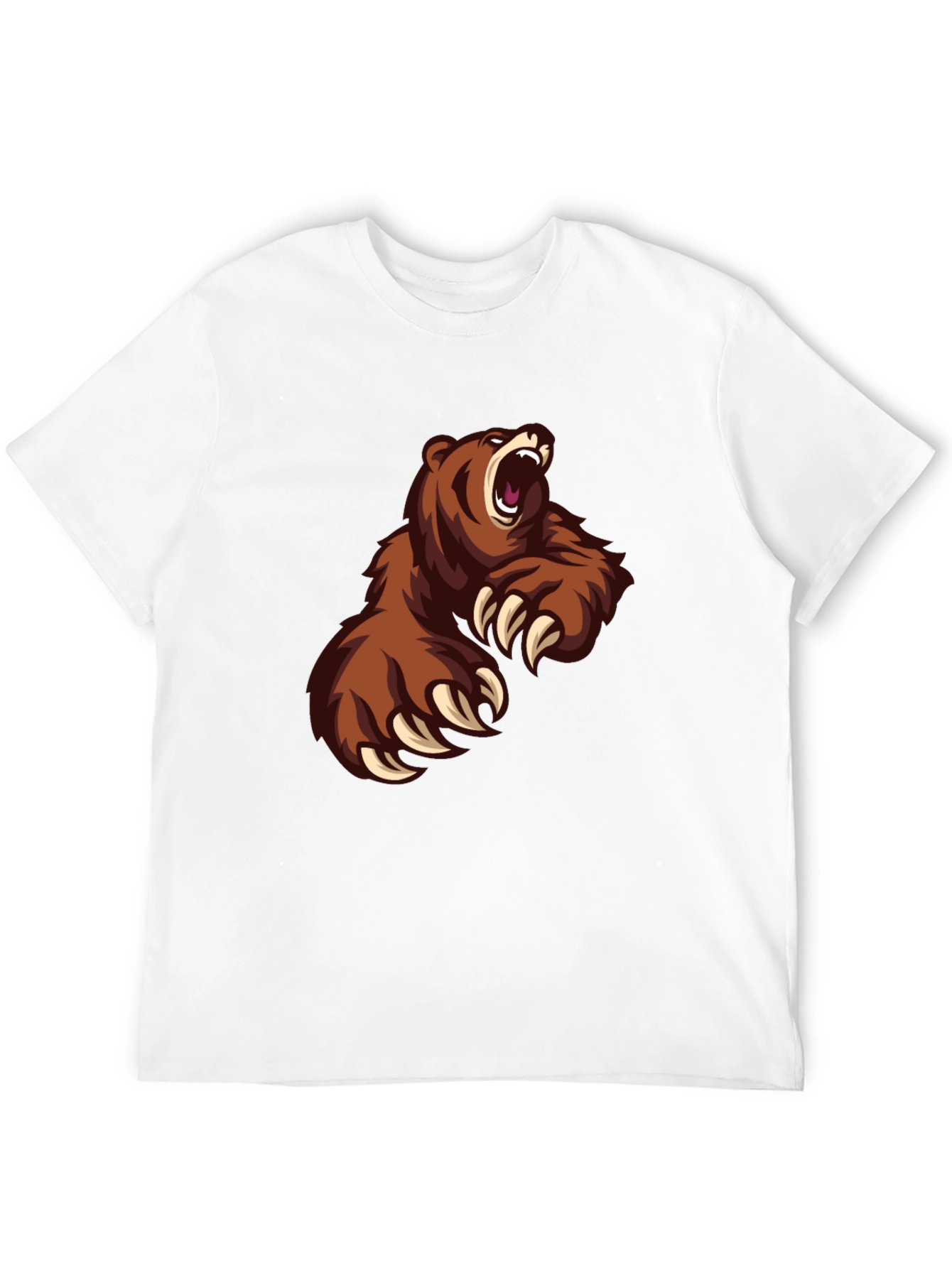 Mens Black T-Shirt with Roaring Bear Graphic