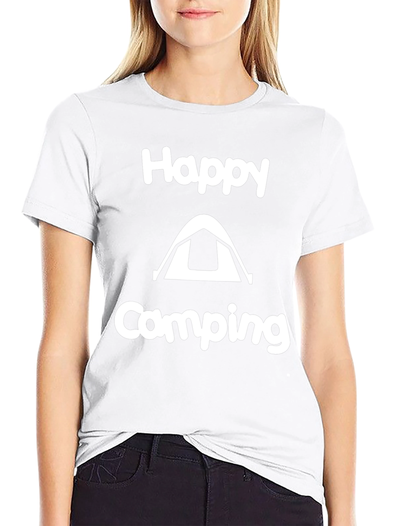 Happy Camping Black Graphic T-Shirt