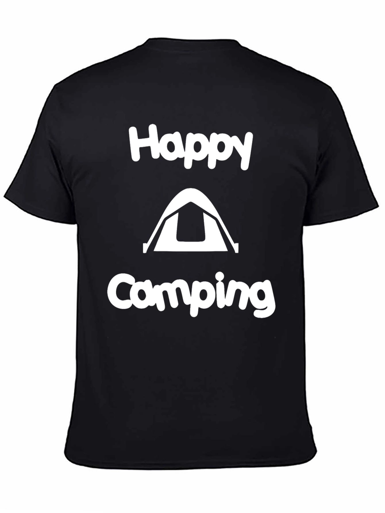 Happy Camping Black Graphic T-Shirt