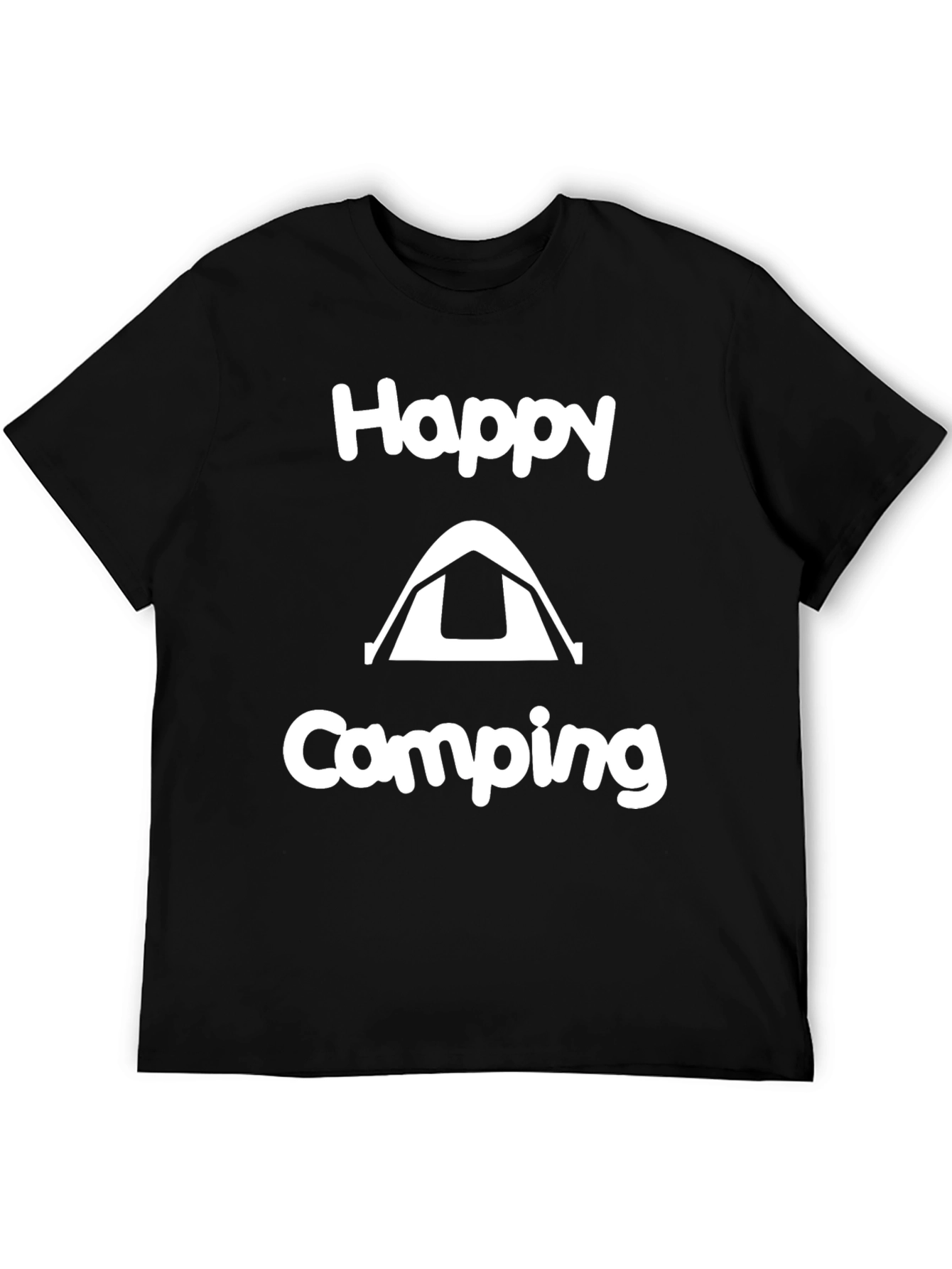 Happy Camping Black Graphic T-Shirt
