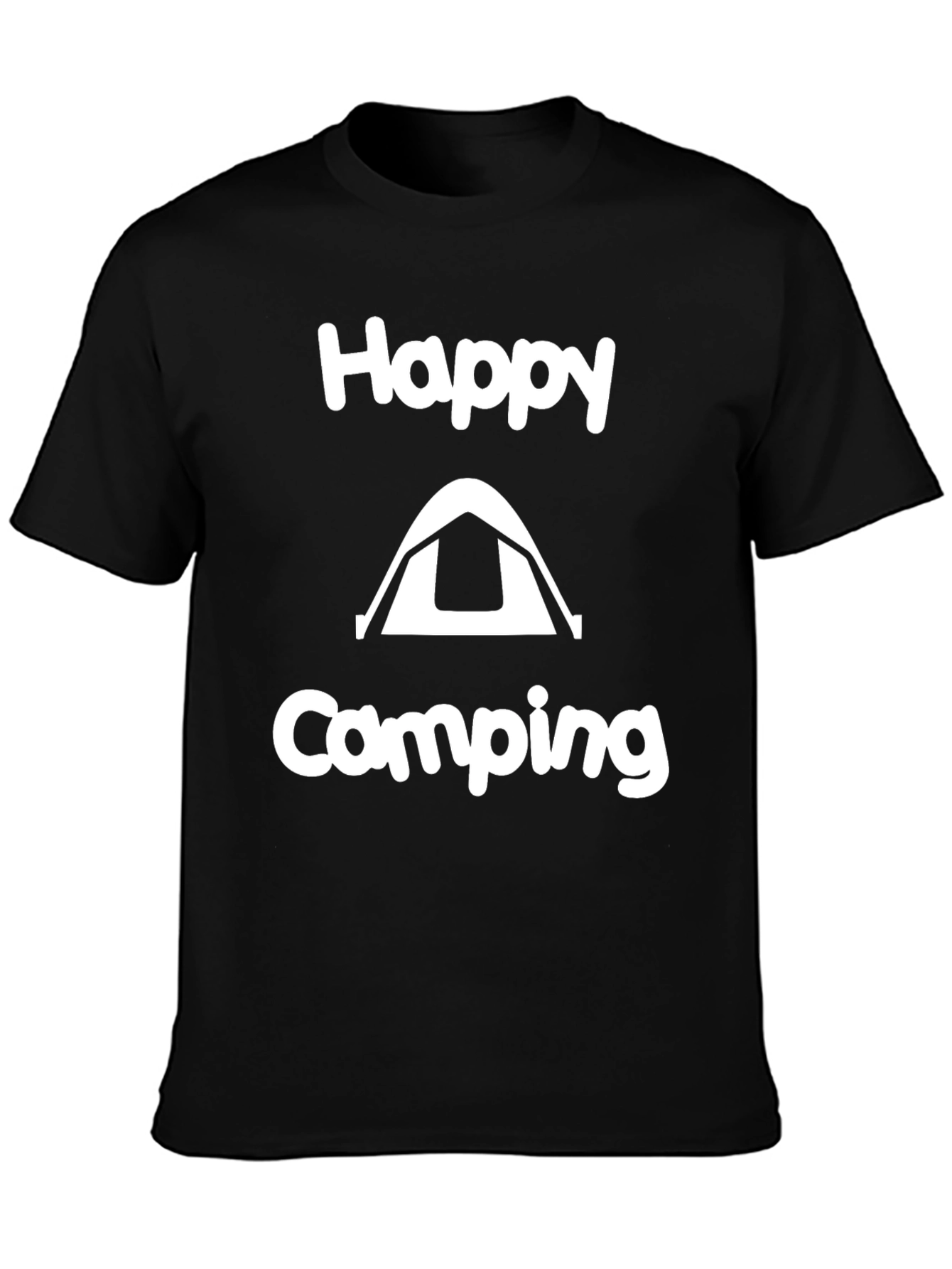 Happy Camping Black Graphic T-Shirt