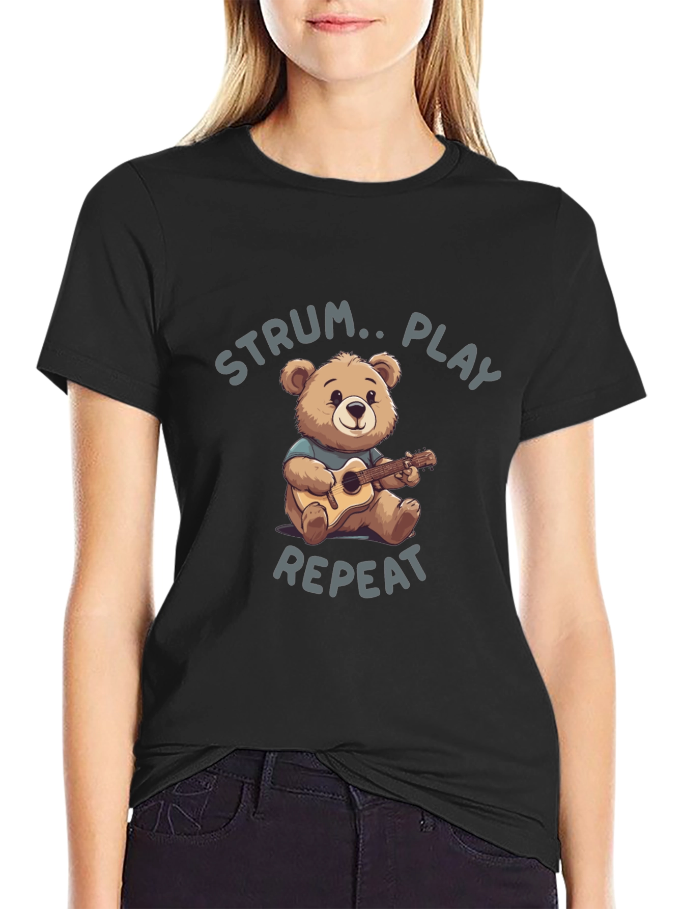 Strum Play Repeat Bear Graphic T-Shirt