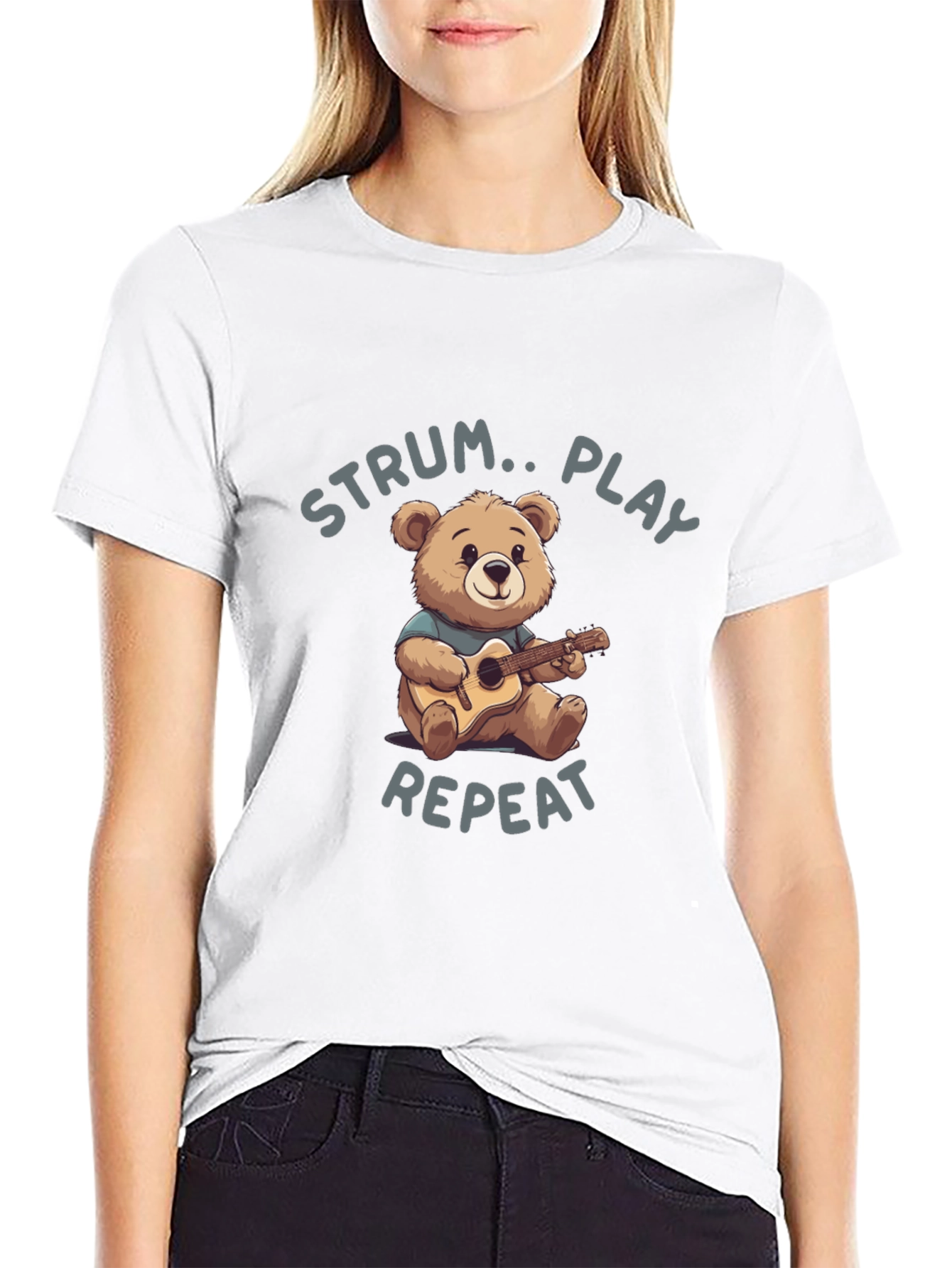 Strum Play Repeat Bear Graphic T-Shirt