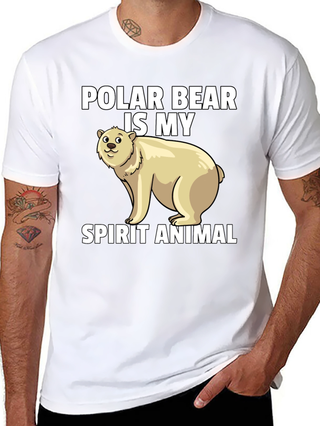 Polar Bear Spirit Animal Graphic Tee - Black