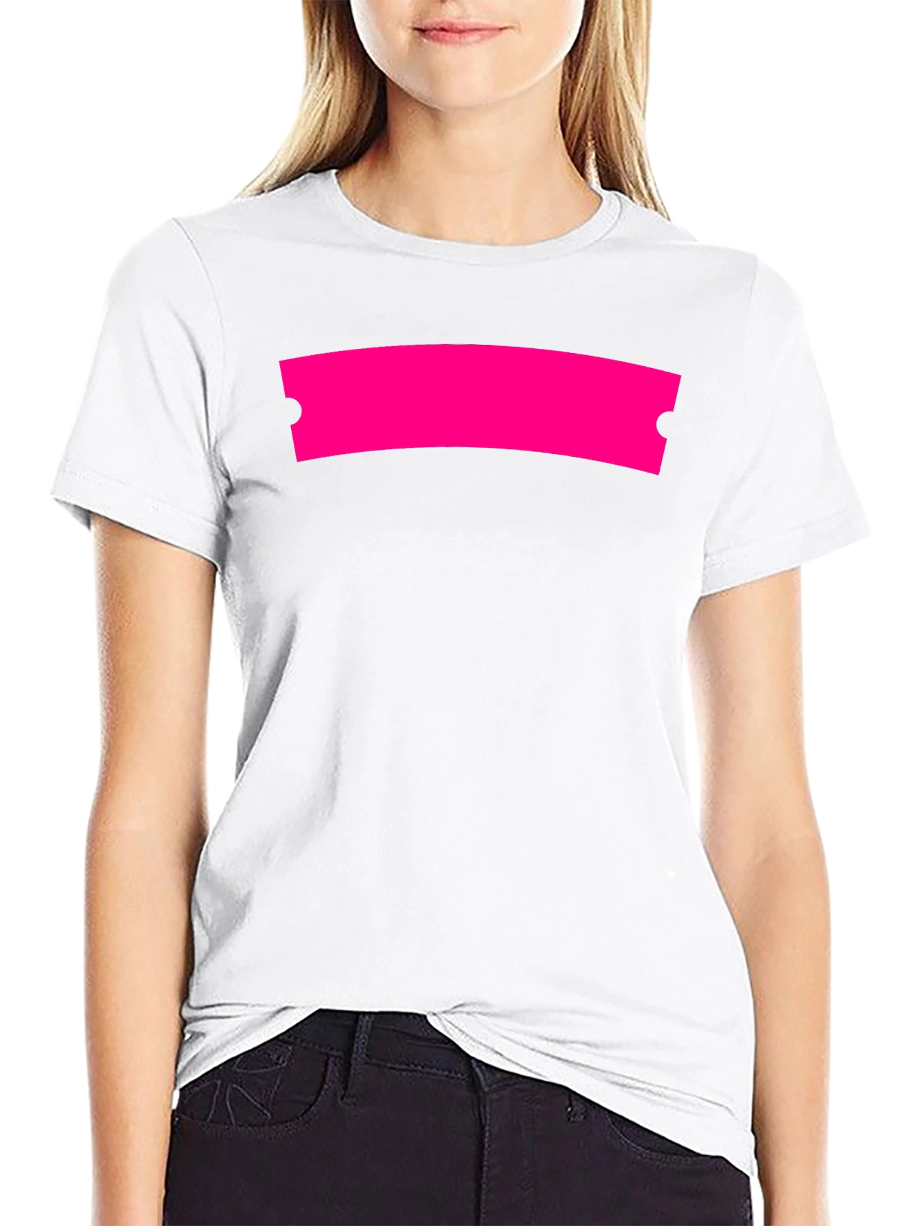 Modern Black Graphic Tee with Hot Pink Ticket