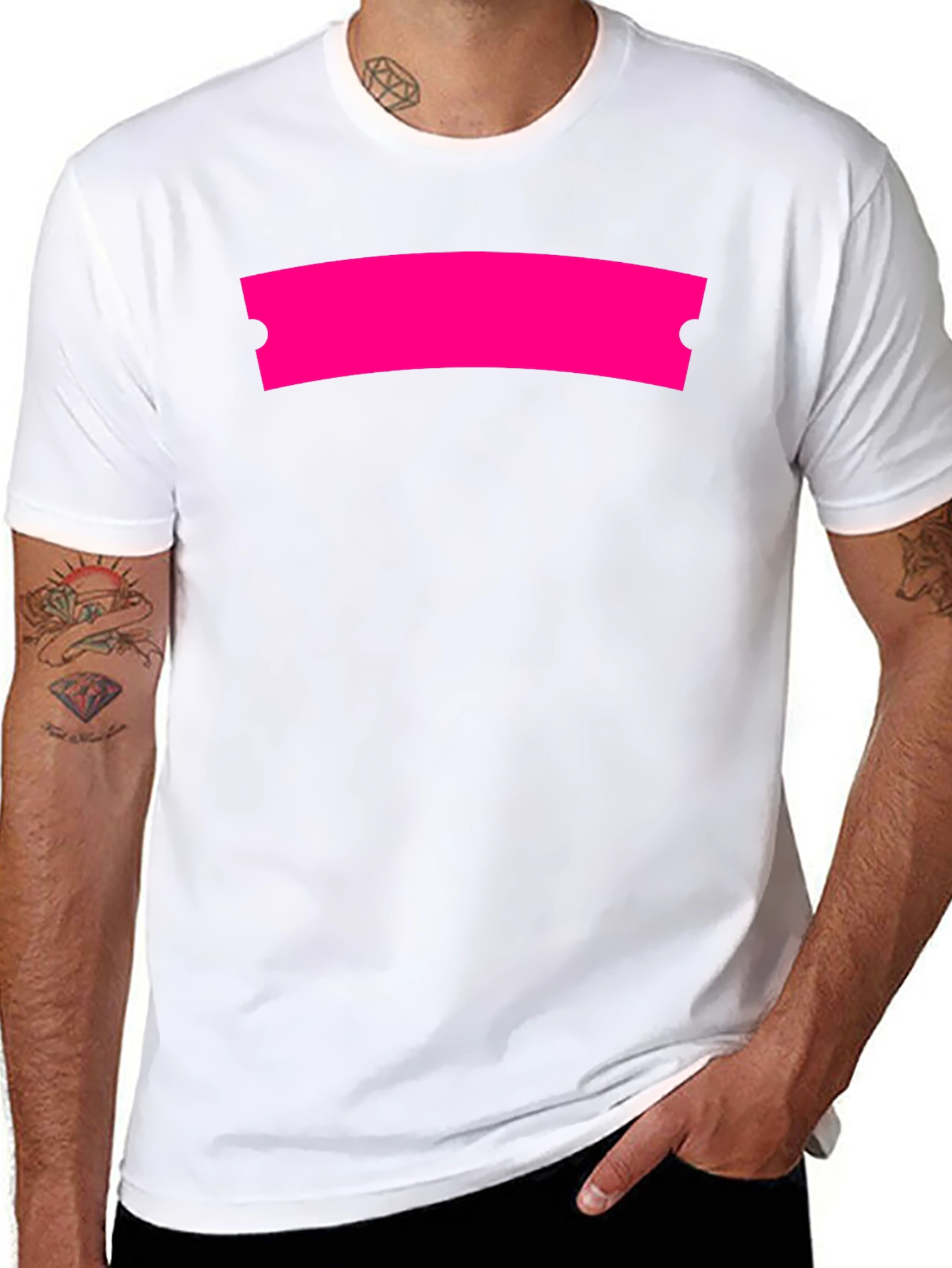Modern Black Graphic Tee with Hot Pink Ticket