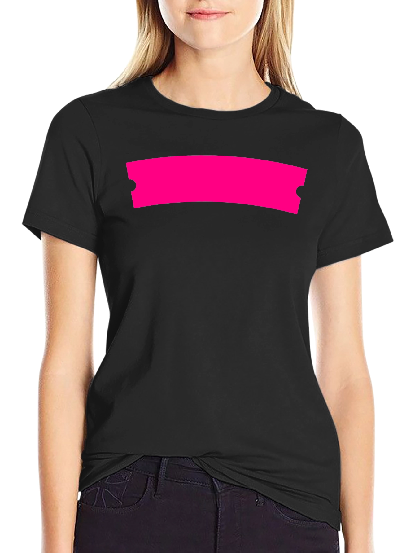 Modern Black Graphic Tee with Hot Pink Ticket