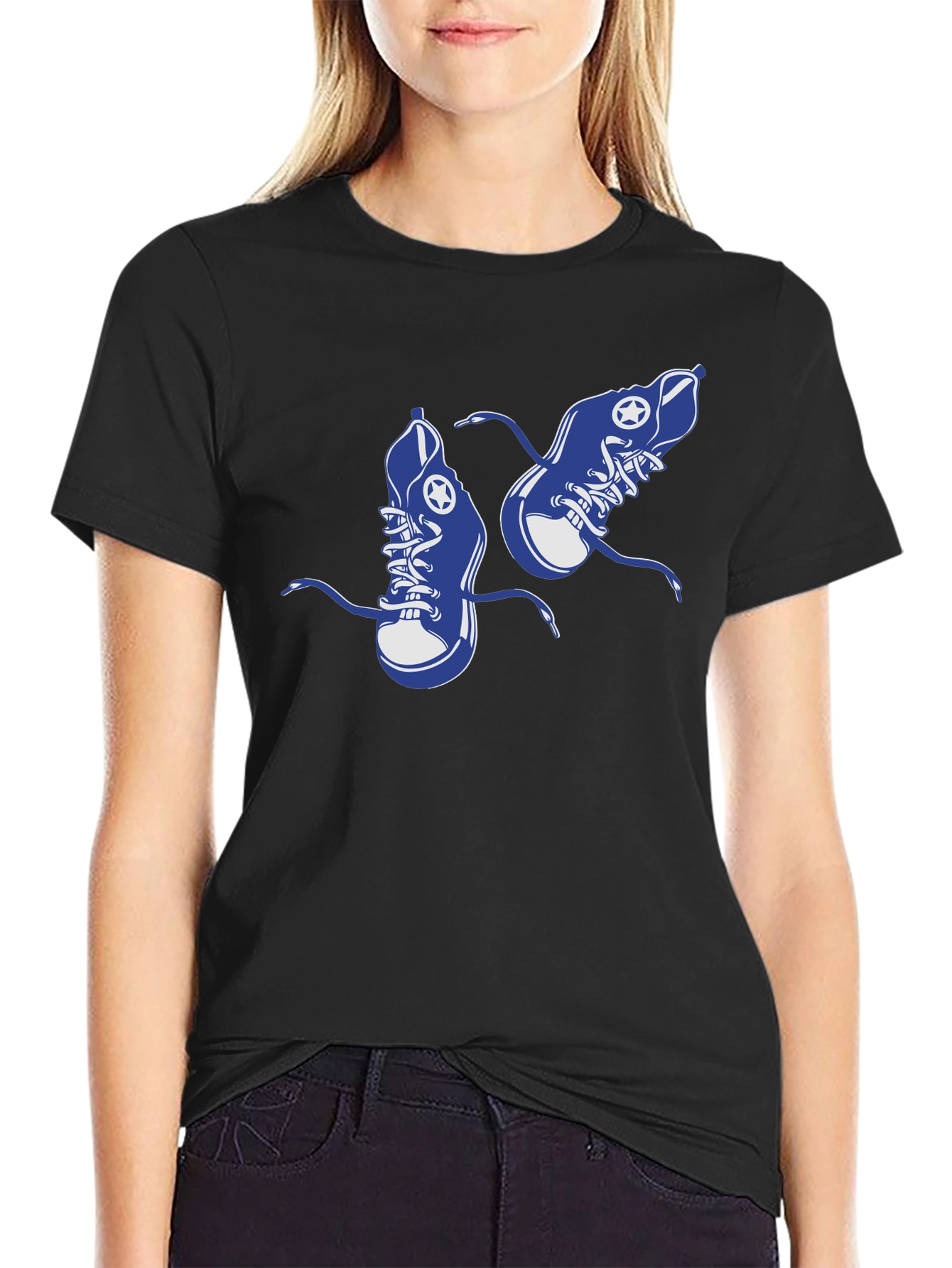 Novelty Shoe Print Black T-Shirt