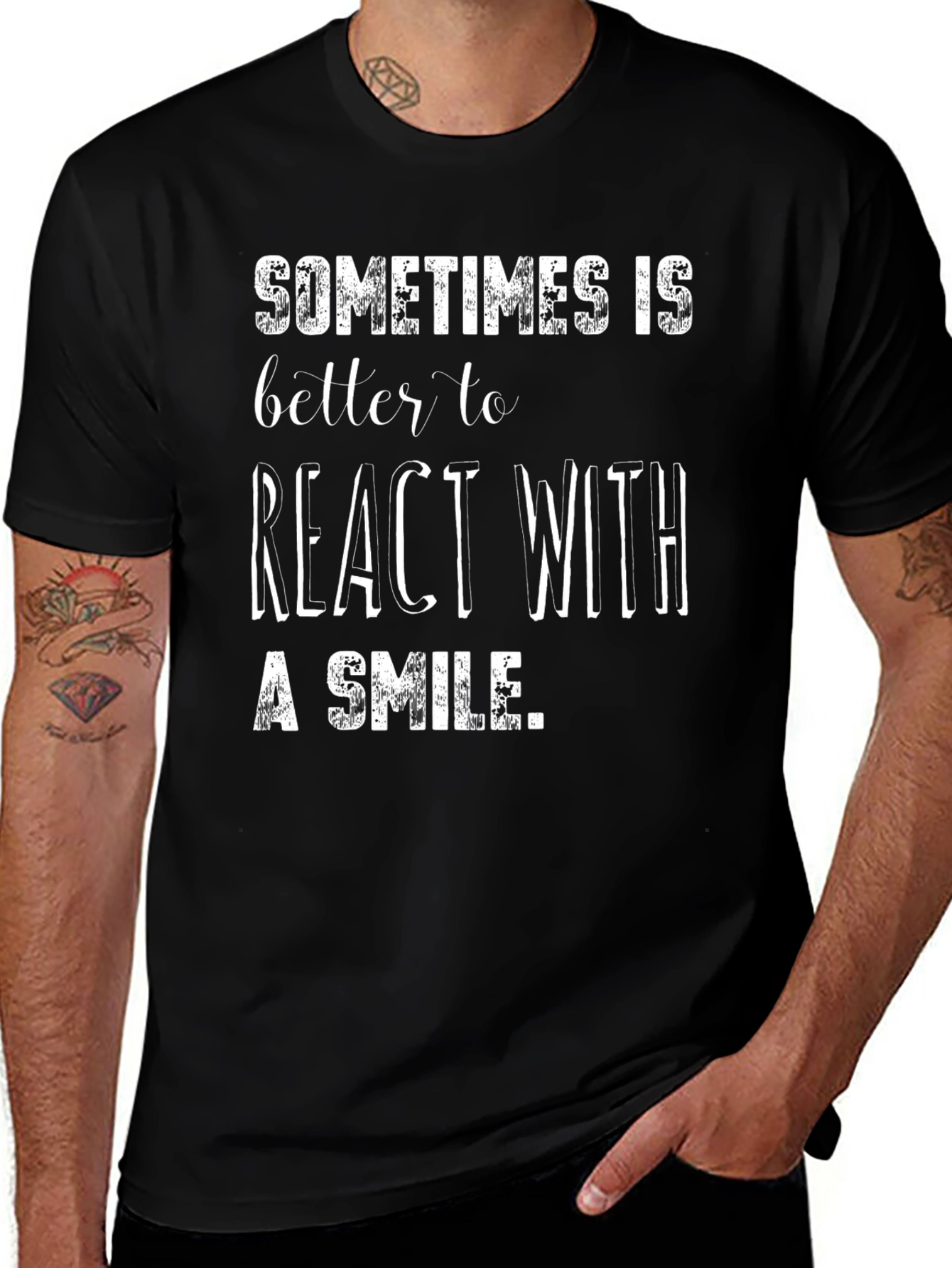 React with a Smile Black T-Shirt