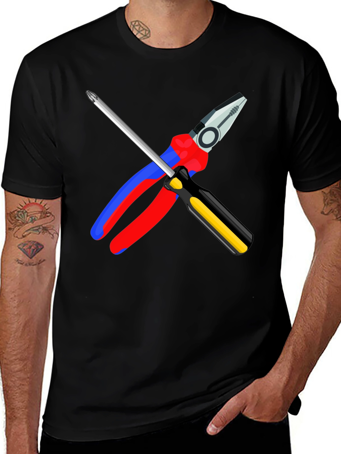 Electricians Tool T-Shirt: Pliers & Screwdriver Graphic