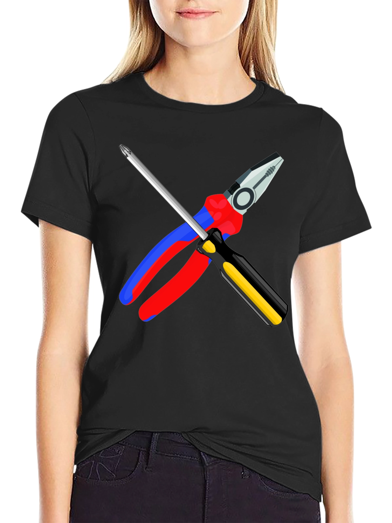 Electricians Tool T-Shirt: Pliers & Screwdriver Graphic