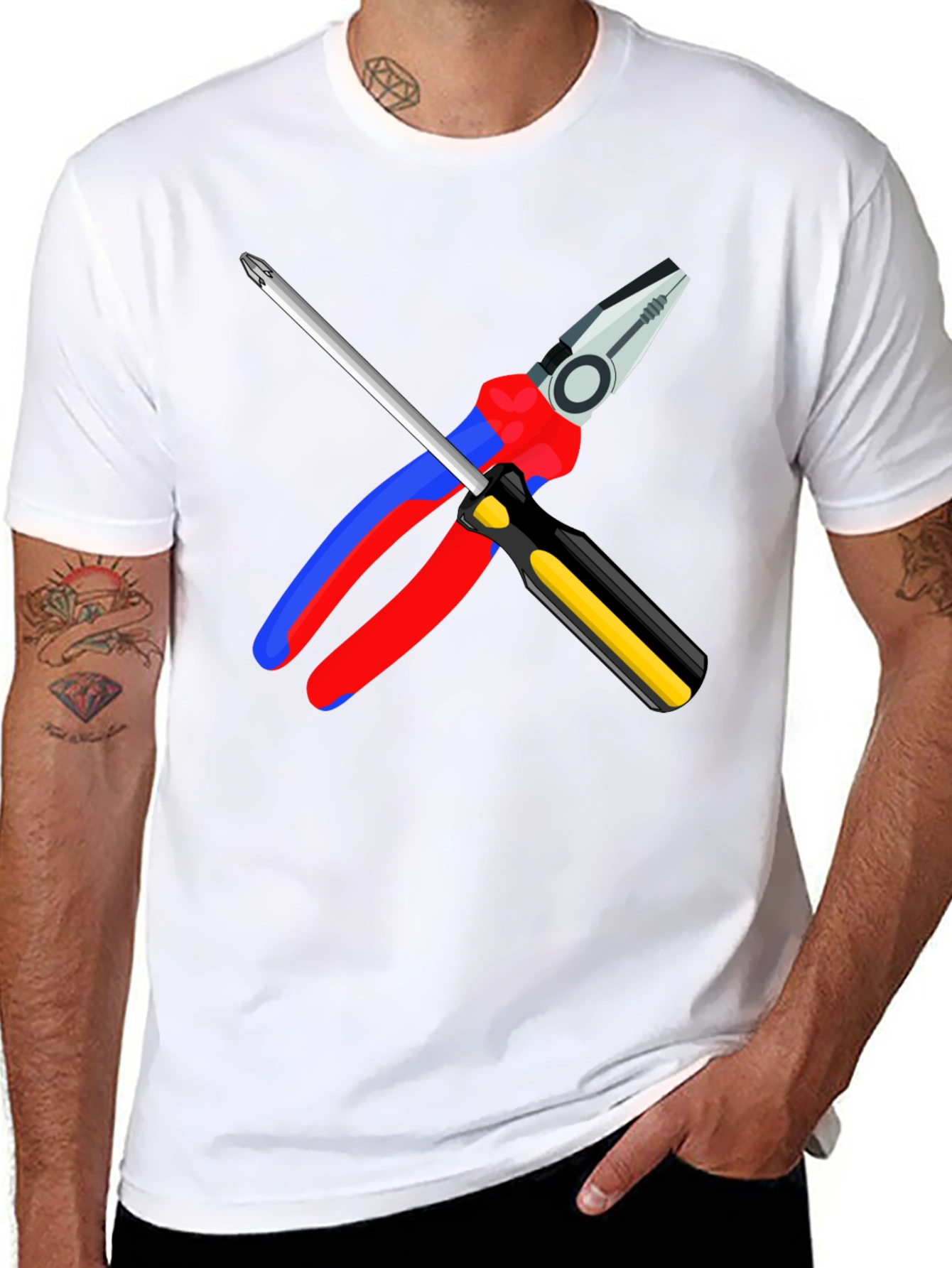 Electricians Tool T-Shirt: Pliers & Screwdriver Graphic
