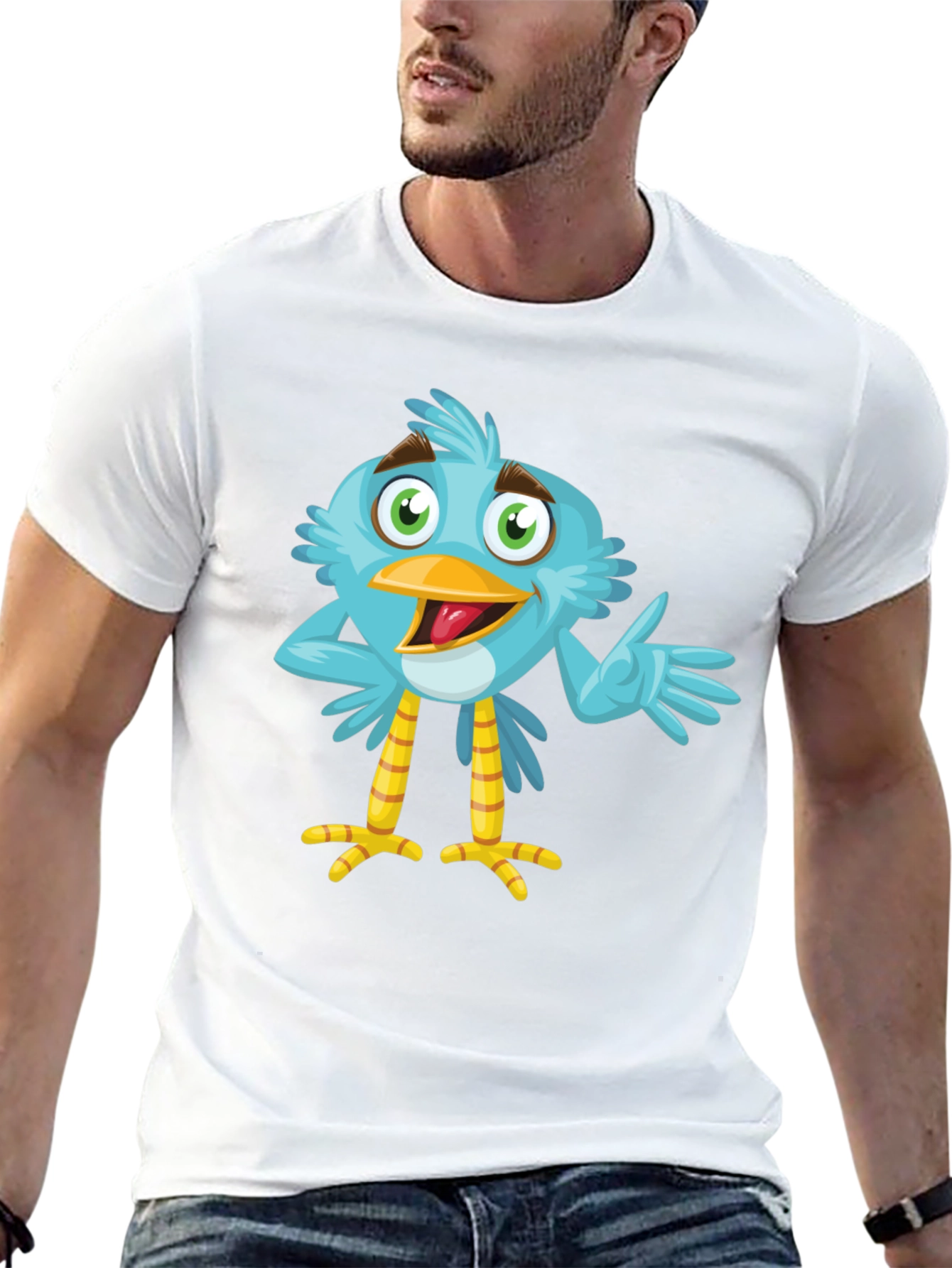 Cartoon Bird Graphic T-Shirt