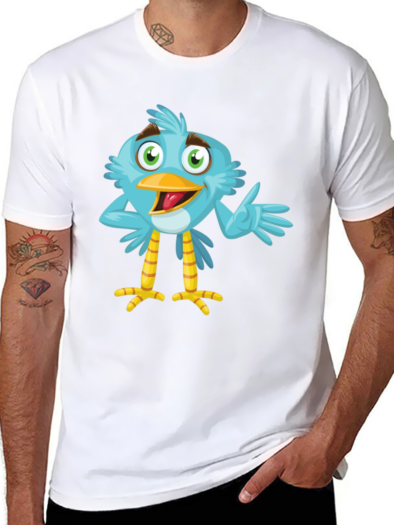 Cartoon Bird Graphic T-Shirt