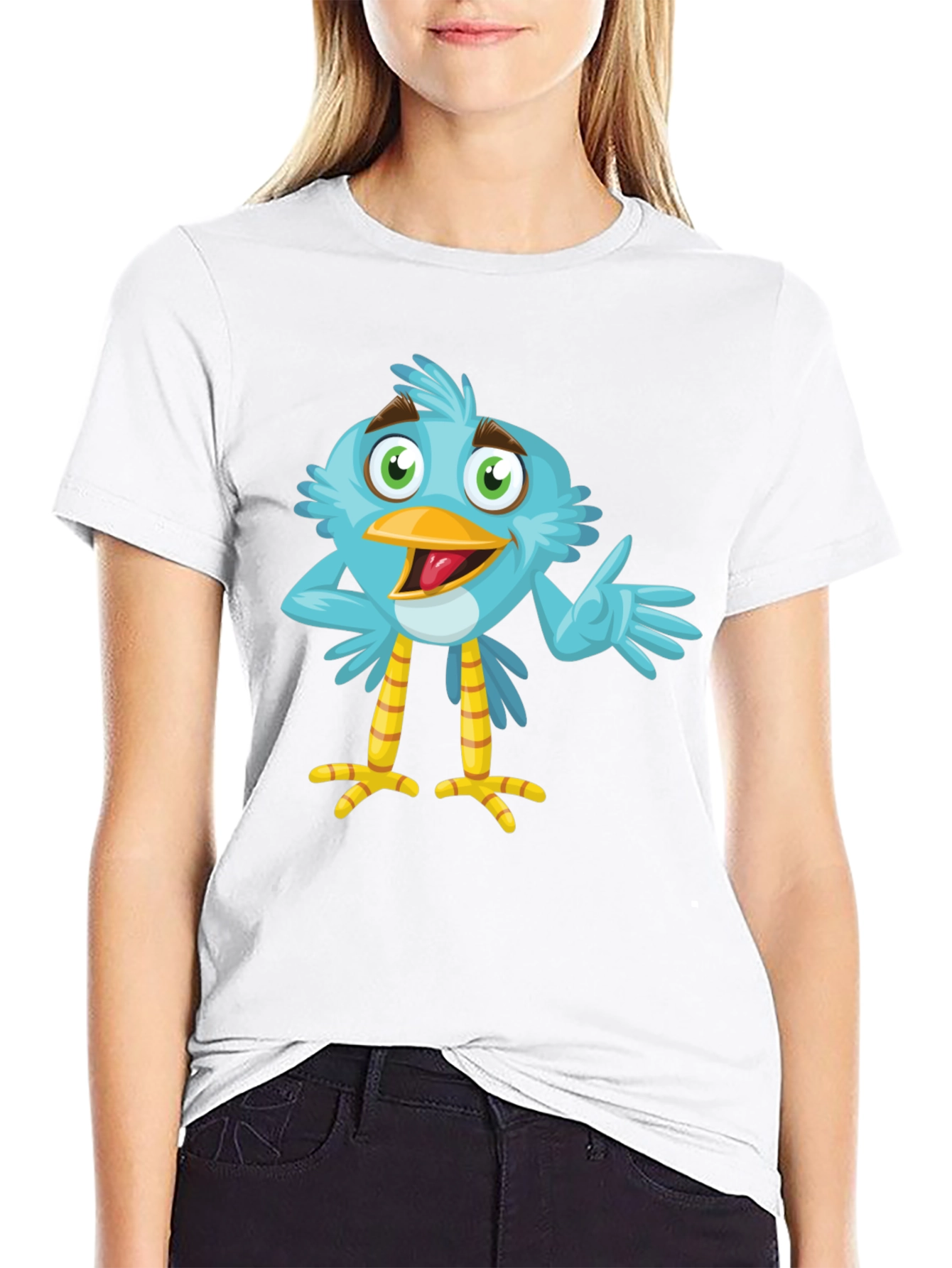 Cartoon Bird Graphic T-Shirt