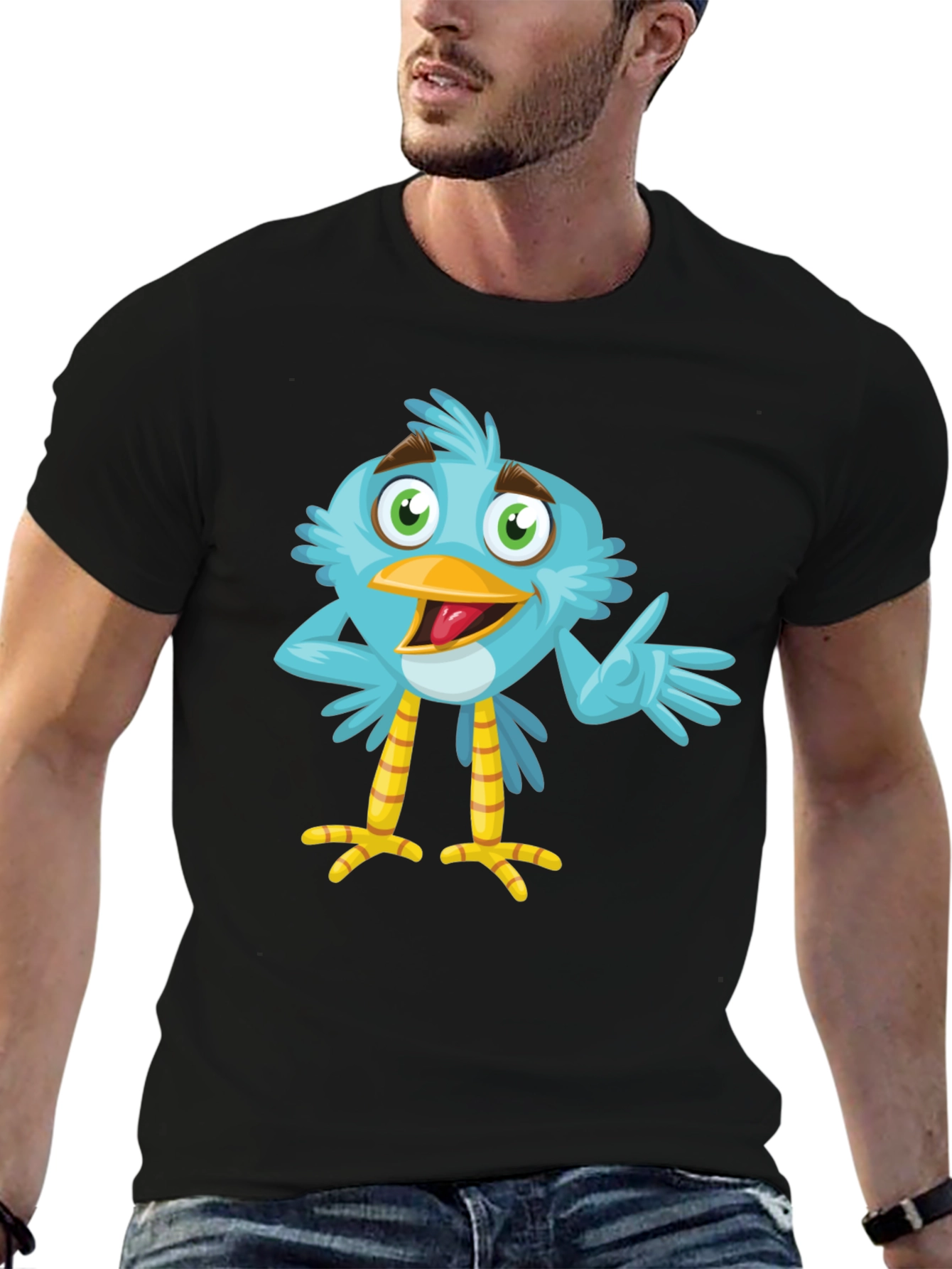Cartoon Bird Graphic T-Shirt