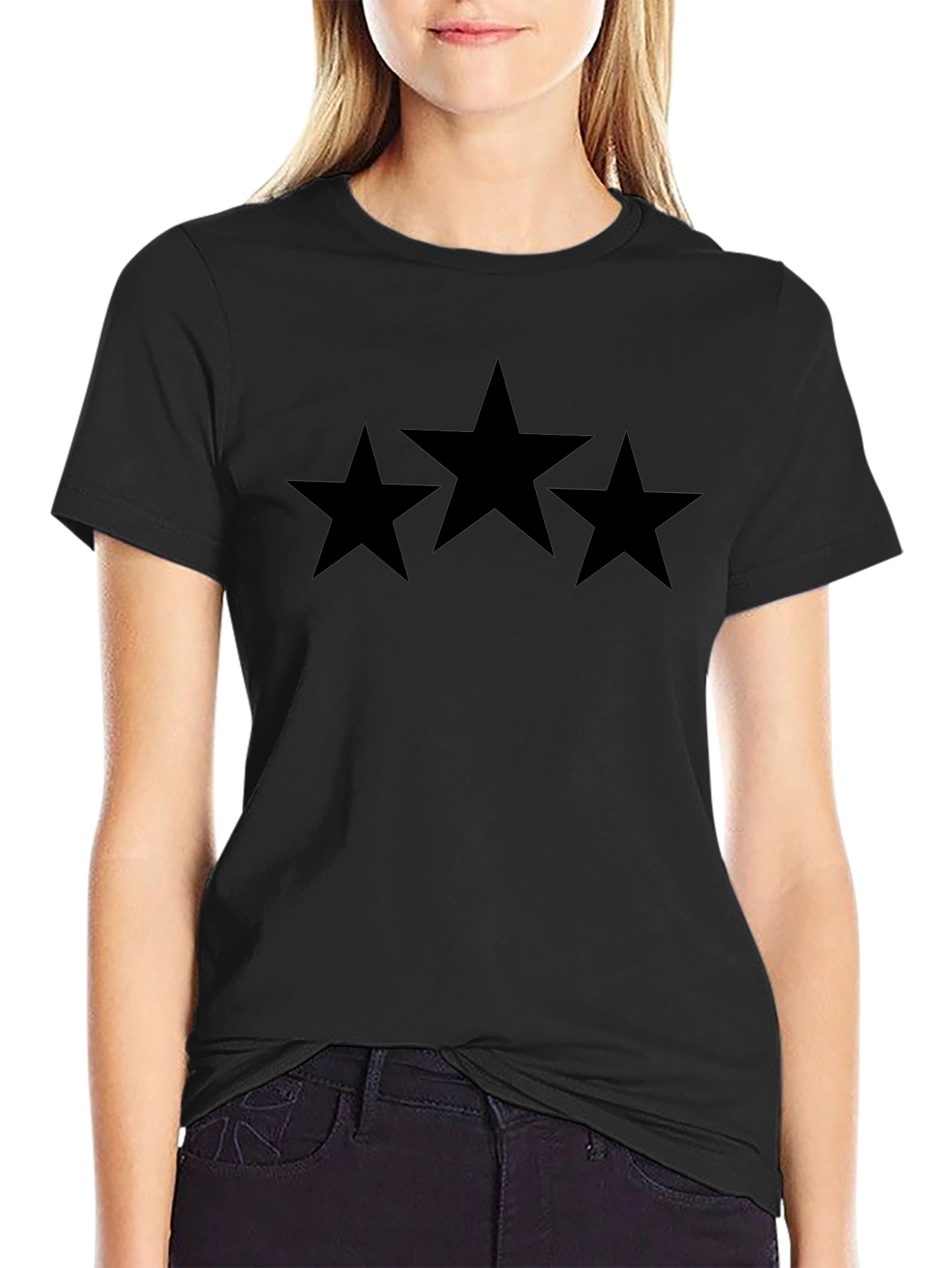 Classic Black T-Shirt with Bold Star Design