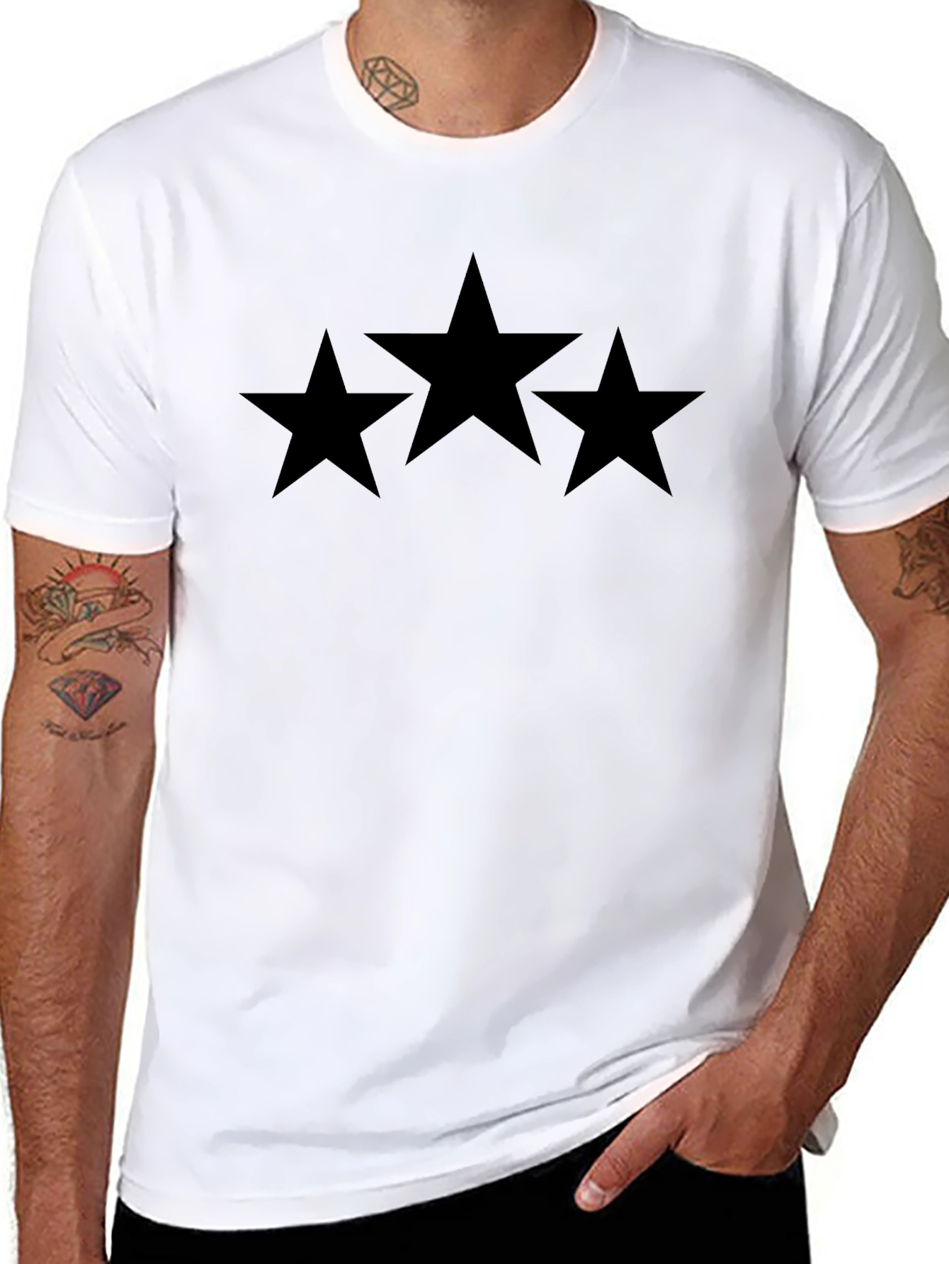 Classic Black T-Shirt with Bold Star Design