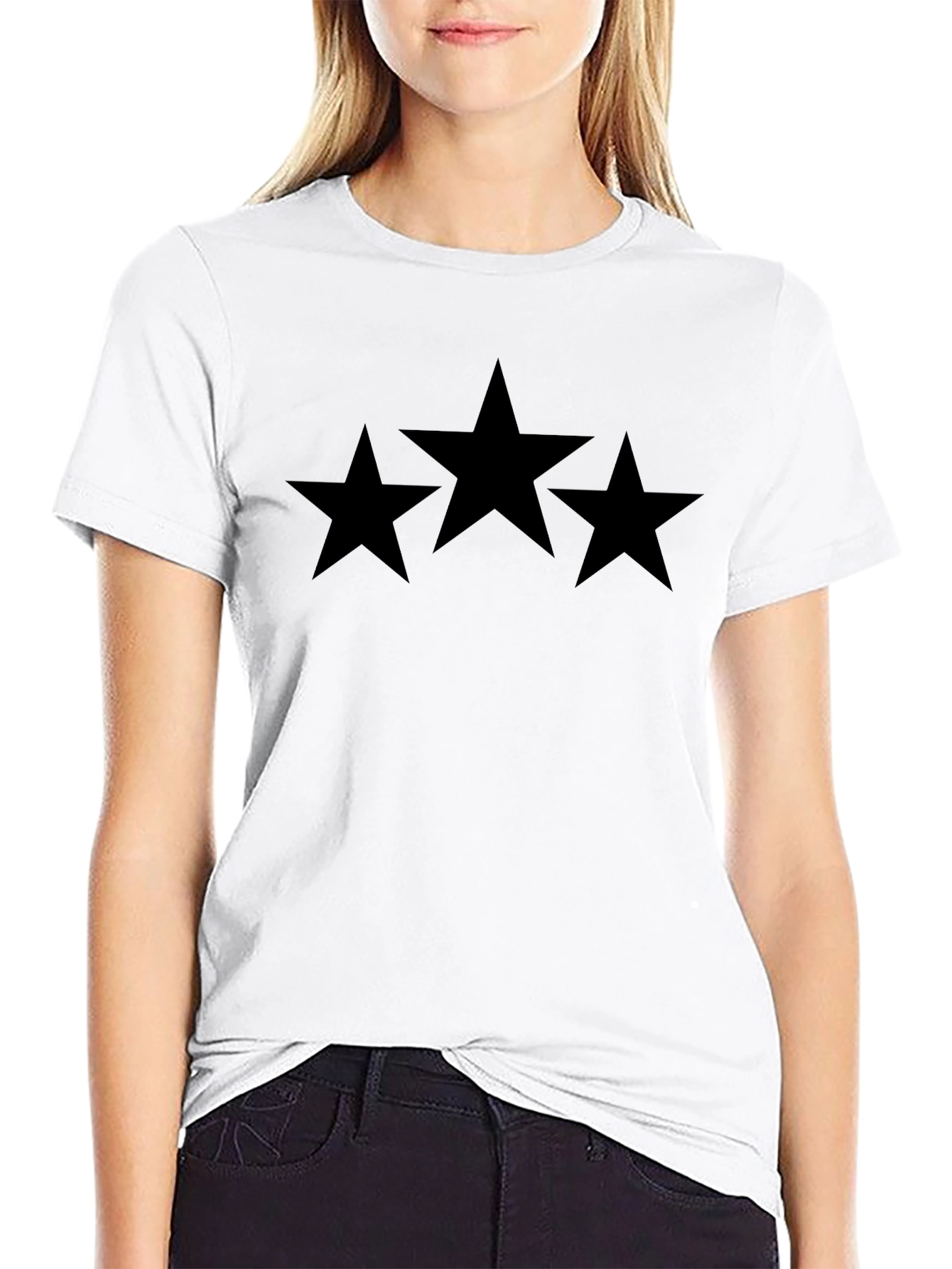 Classic Black T-Shirt with Bold Star Design