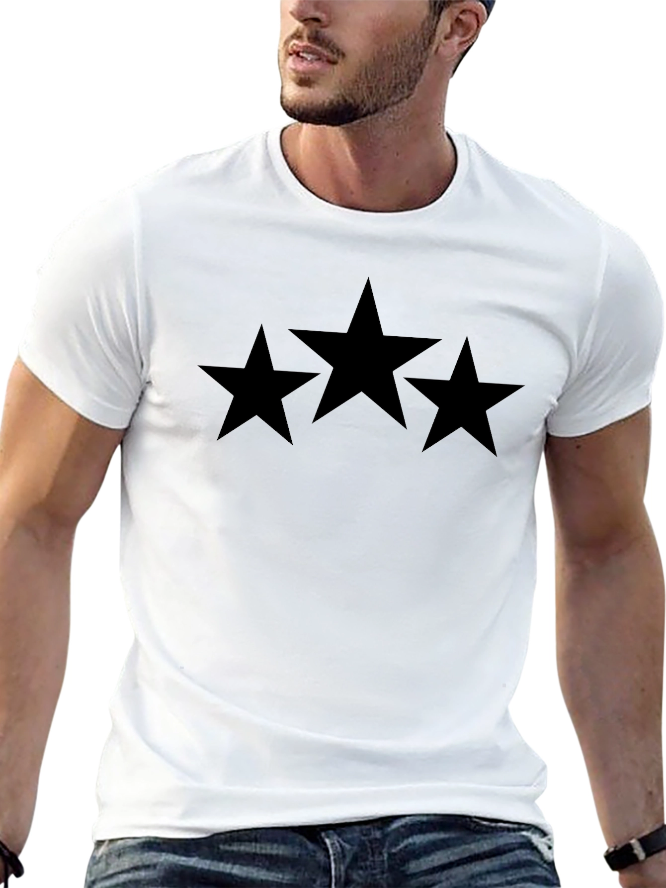 Classic Black T-Shirt with Bold Star Design