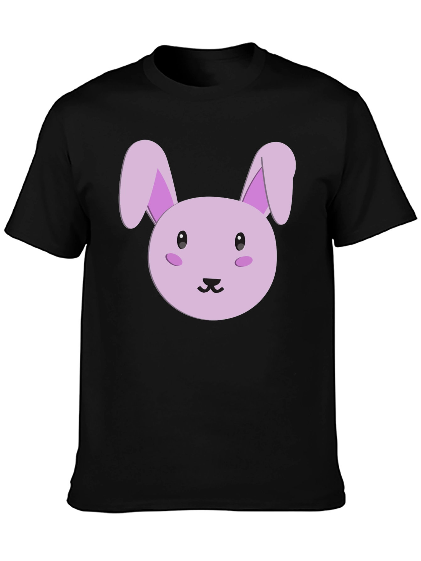 Cute Cartoon Bunny Graphic Tee - Black