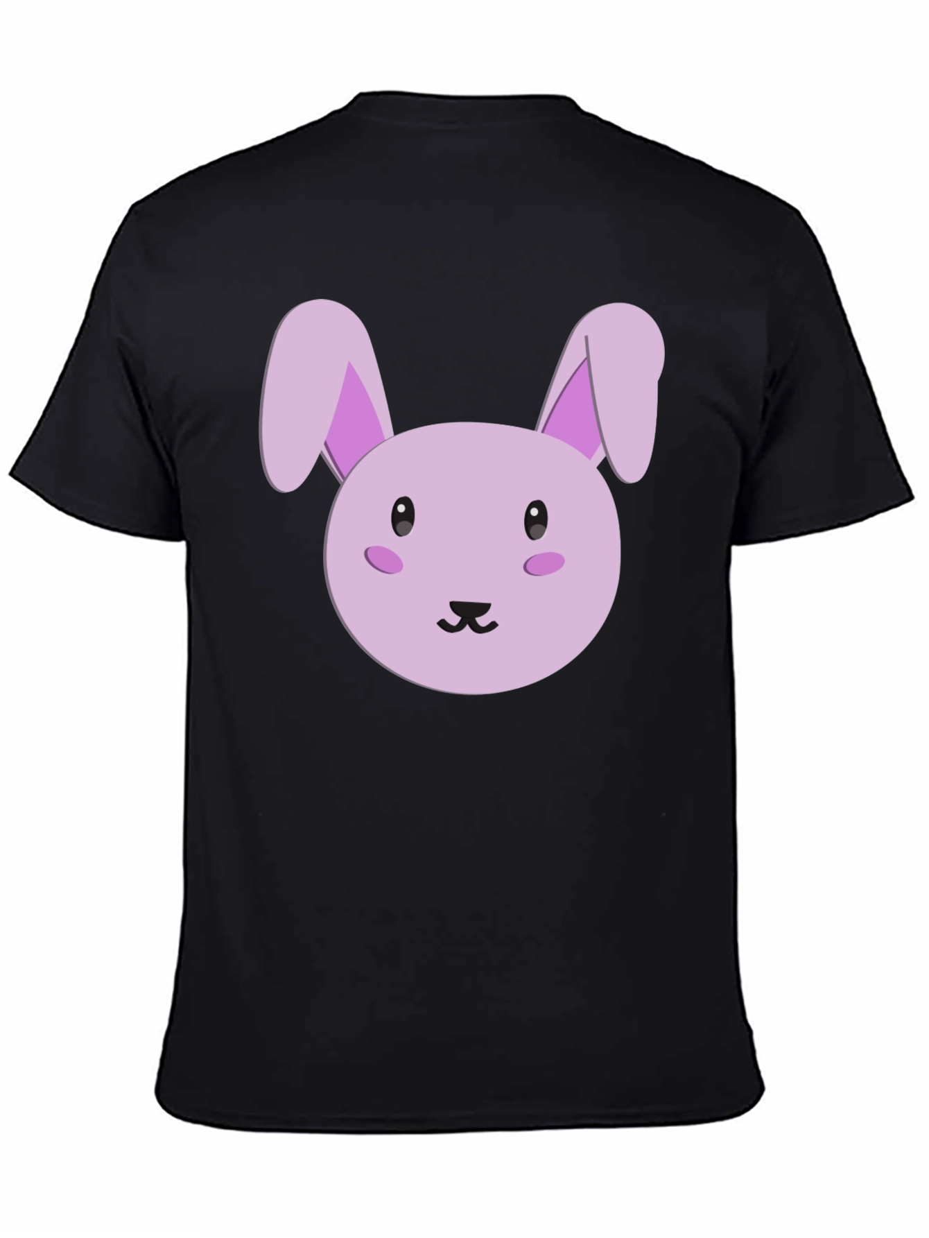 Cute Cartoon Bunny Graphic Tee - Black