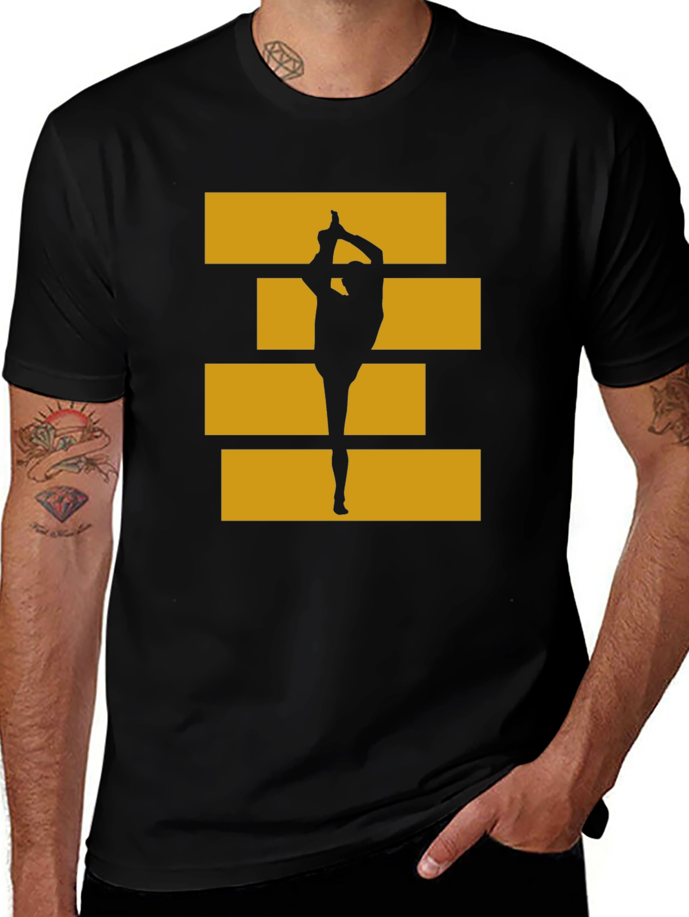 Gymnast Silhouette Tee - Black Cotton Graphic T-Shirt