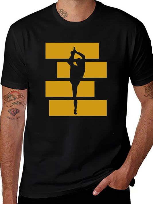 Gymnast Silhouette Tee - Black Cotton Graphic T-Shirt