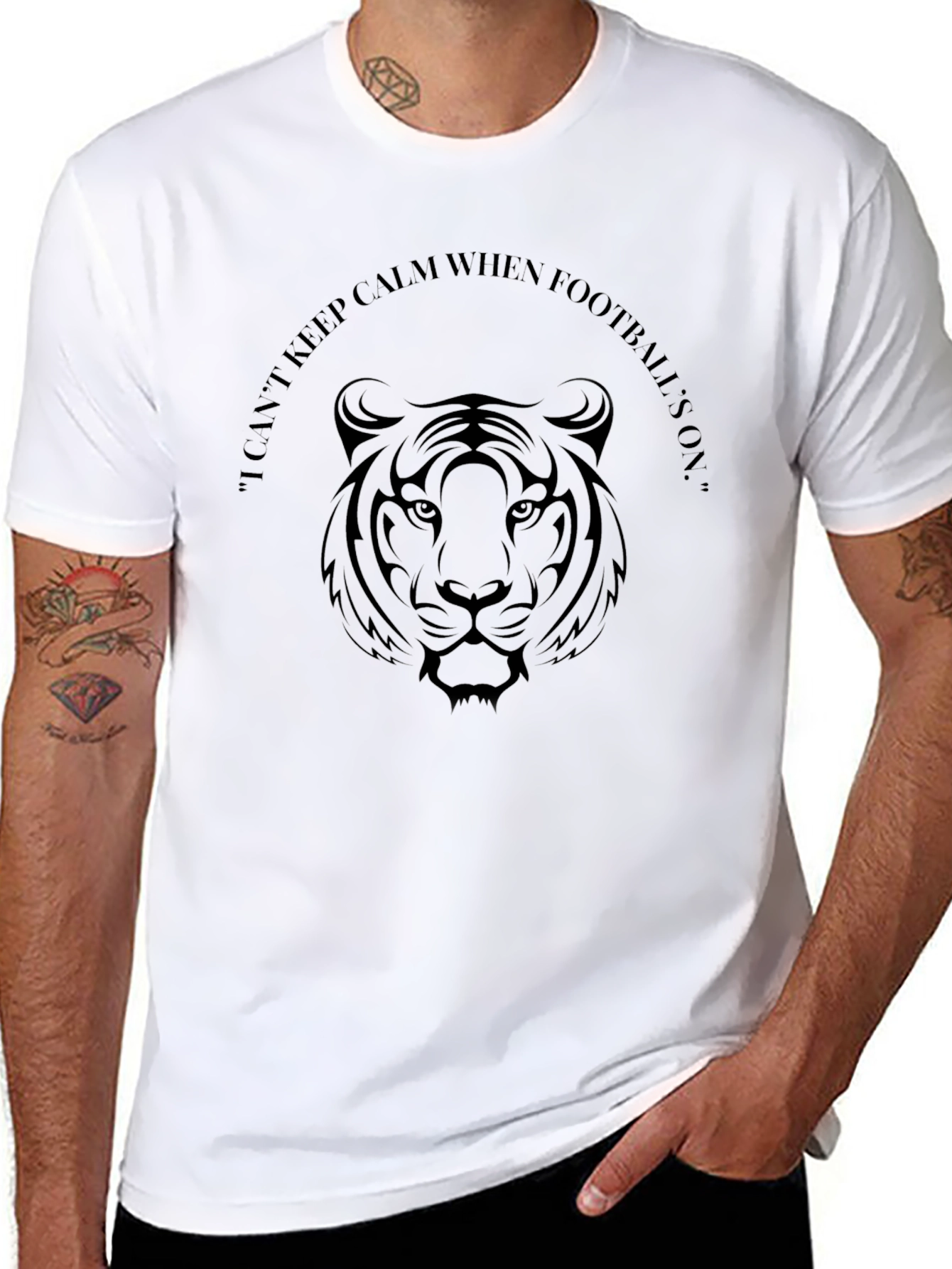 Mens Black Tiger Football T-Shirt