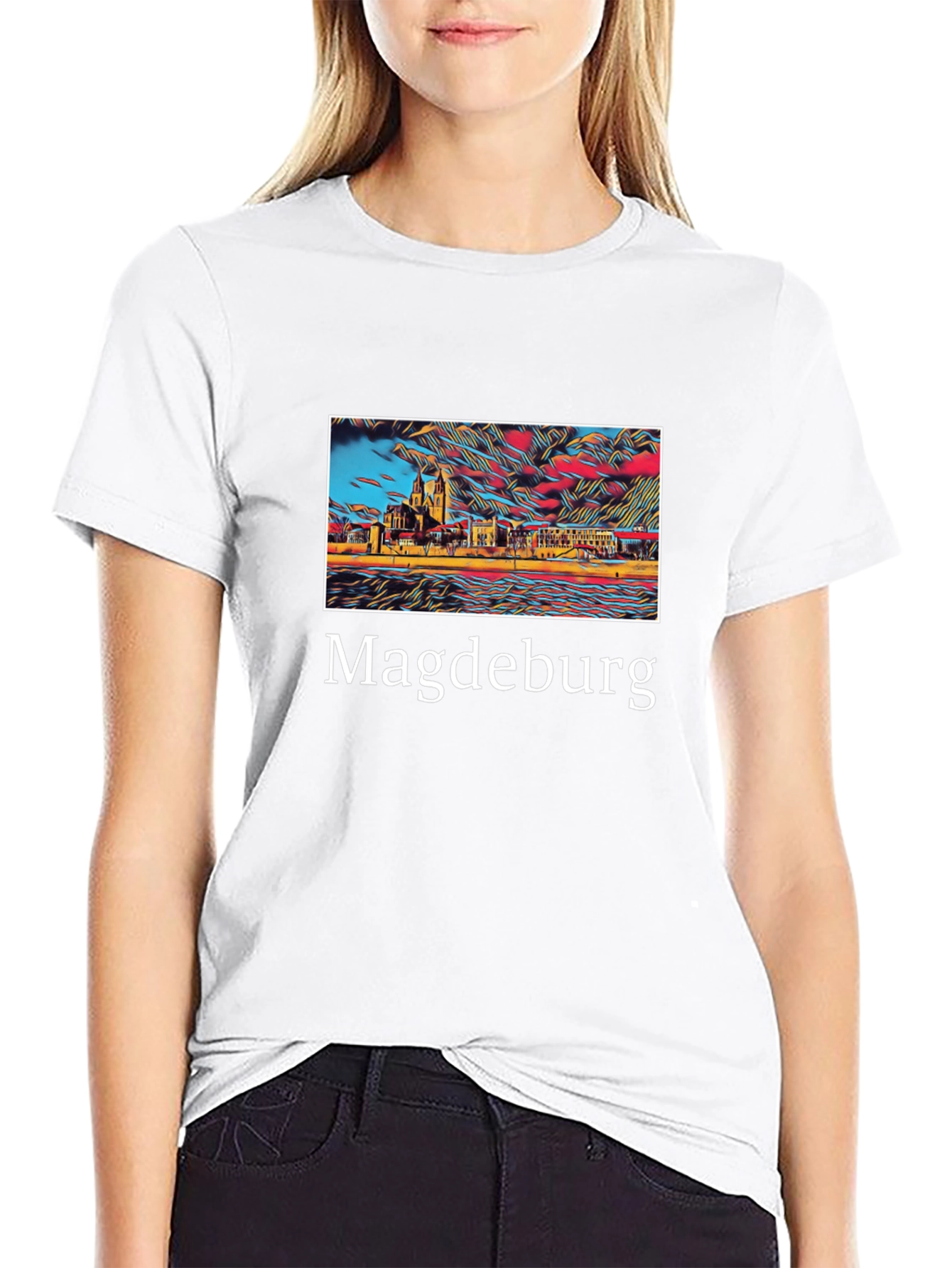 Magdeburg Germany Skyline Art T-Shirt