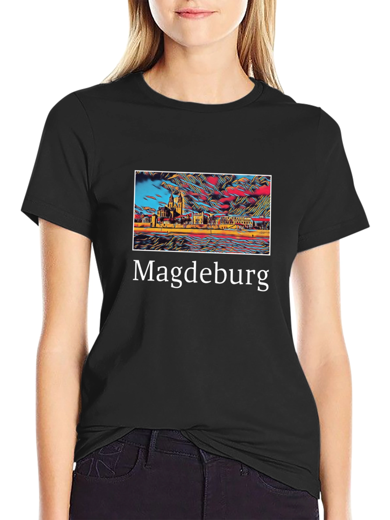 Magdeburg Germany Skyline Art T-Shirt