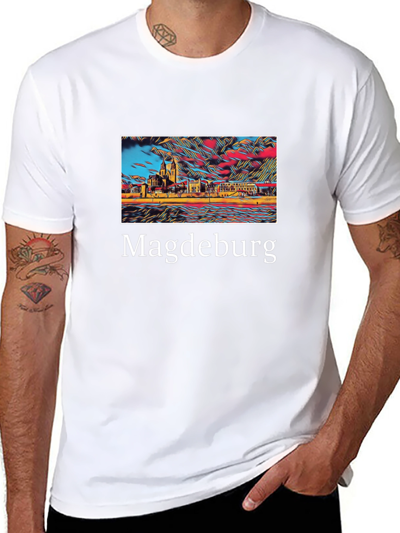 Magdeburg Germany Skyline Art T-Shirt