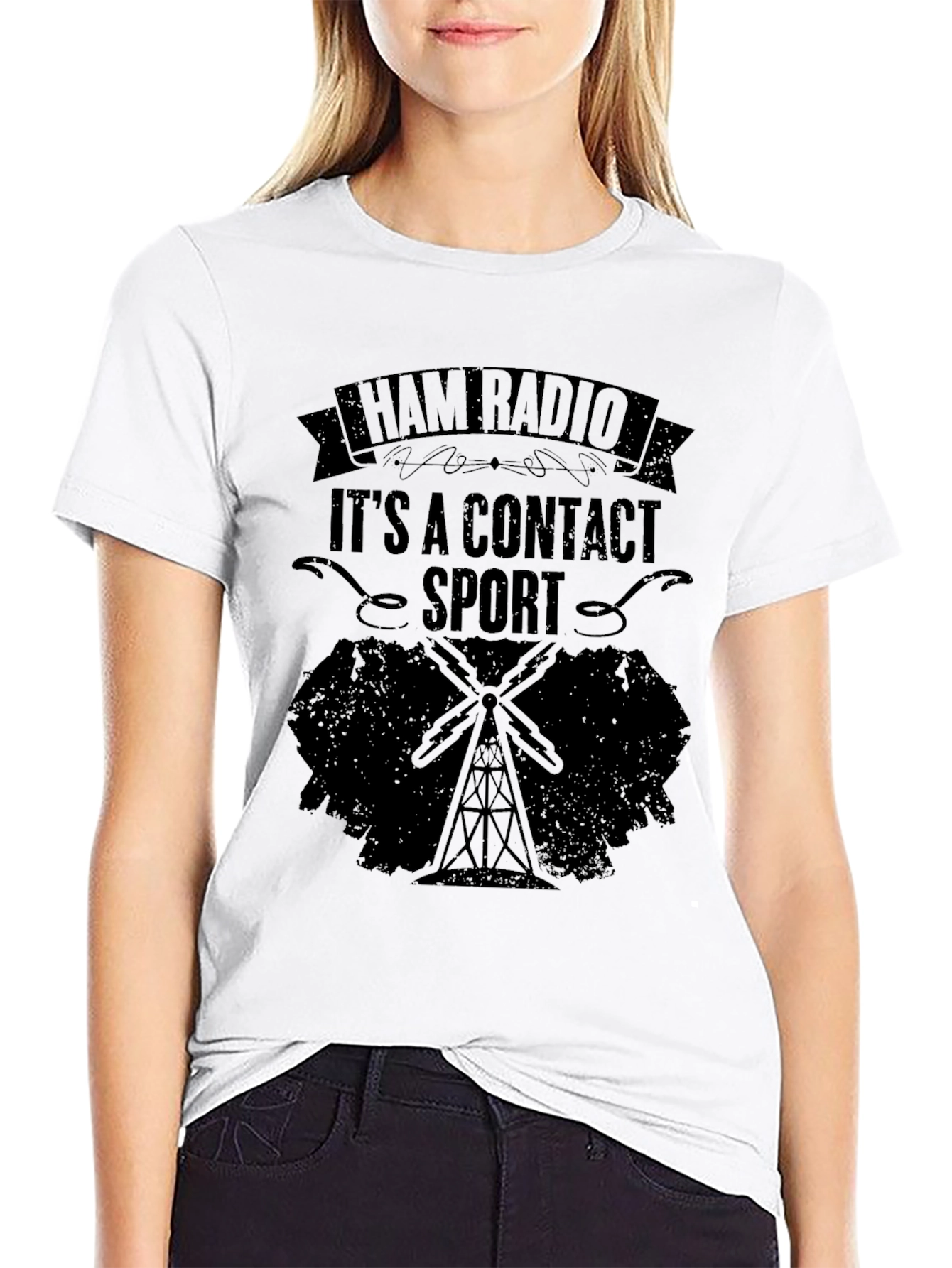 Ham Radio Contact Sport Black T-Shirt