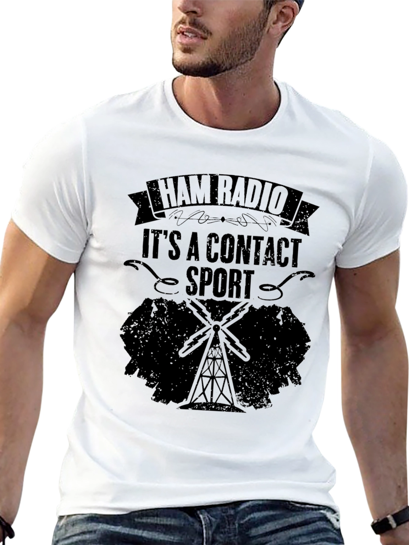 Ham Radio Contact Sport Black T-Shirt