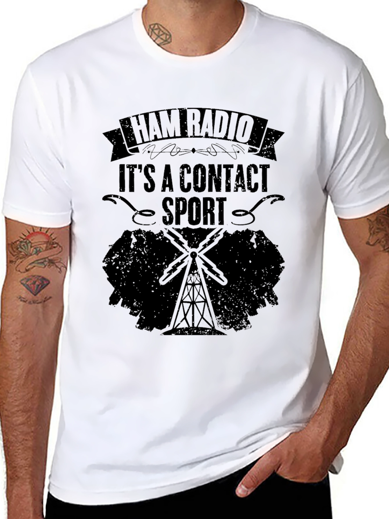 Ham Radio Contact Sport Black T-Shirt