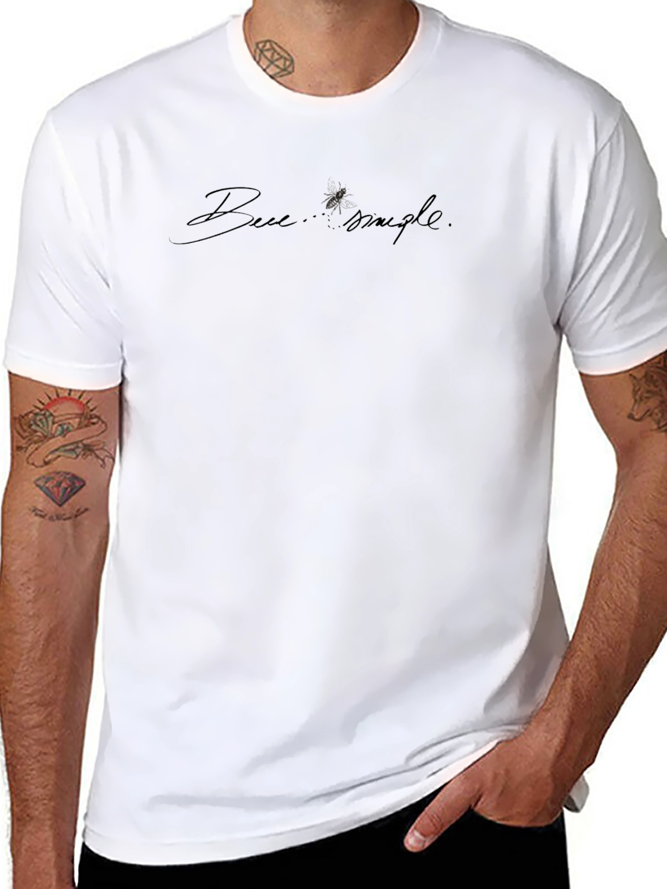 Bee Simple Black Graphic Tee - Mens Casual T-Shirt