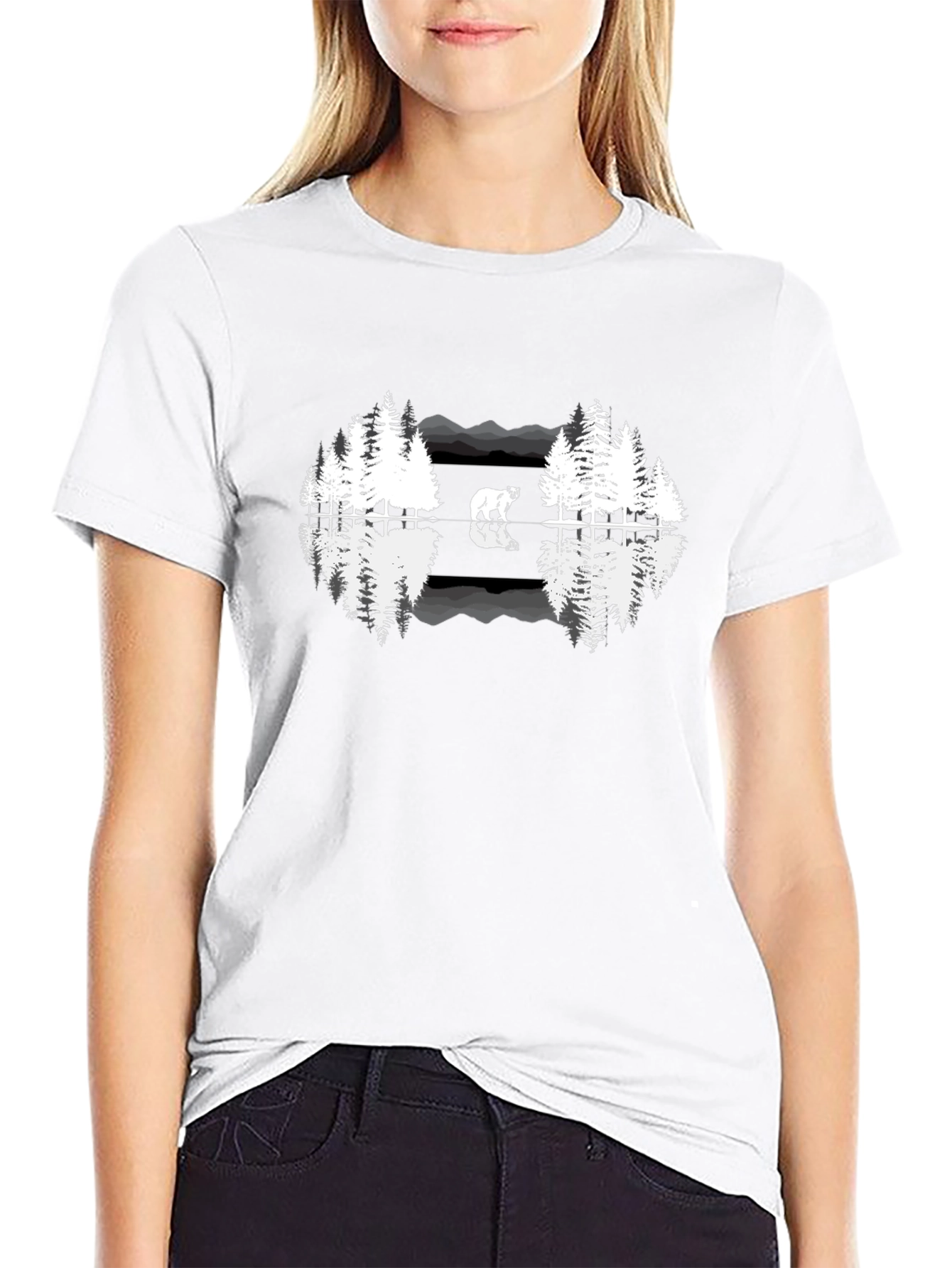 Nature Bear Reflection Graphic T-Shirt