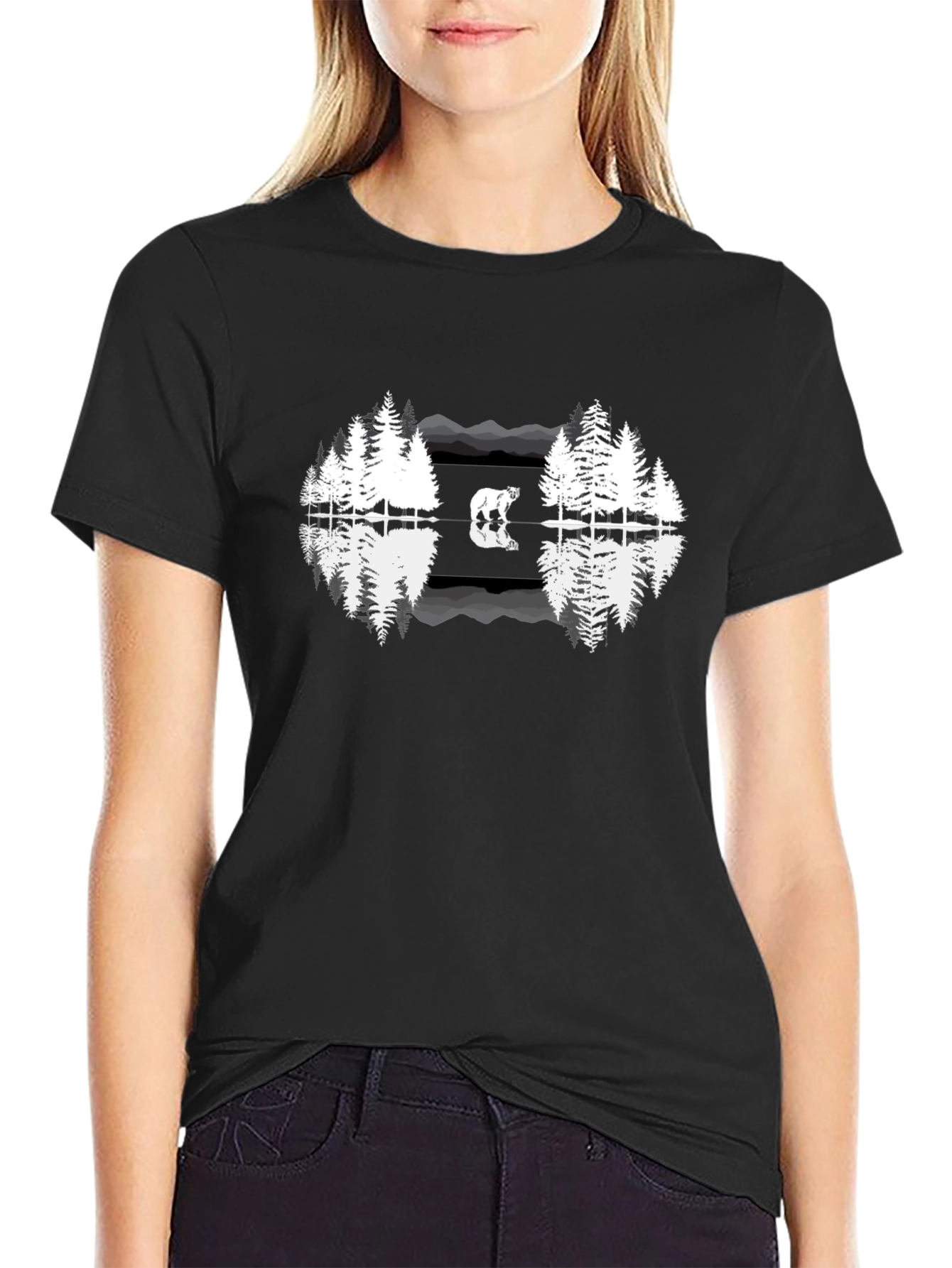 Nature Bear Reflection Graphic T-Shirt