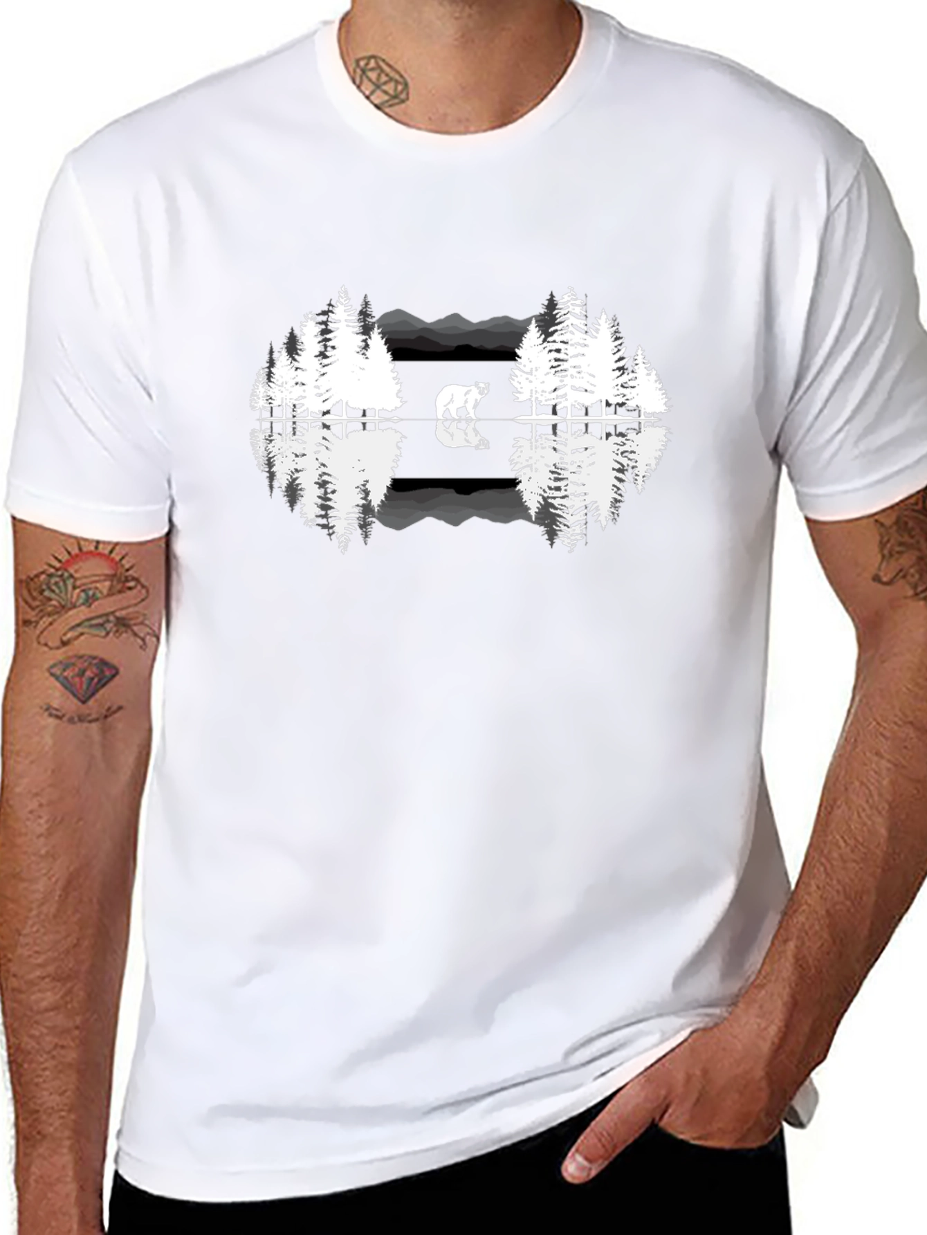 Nature Bear Reflection Graphic T-Shirt