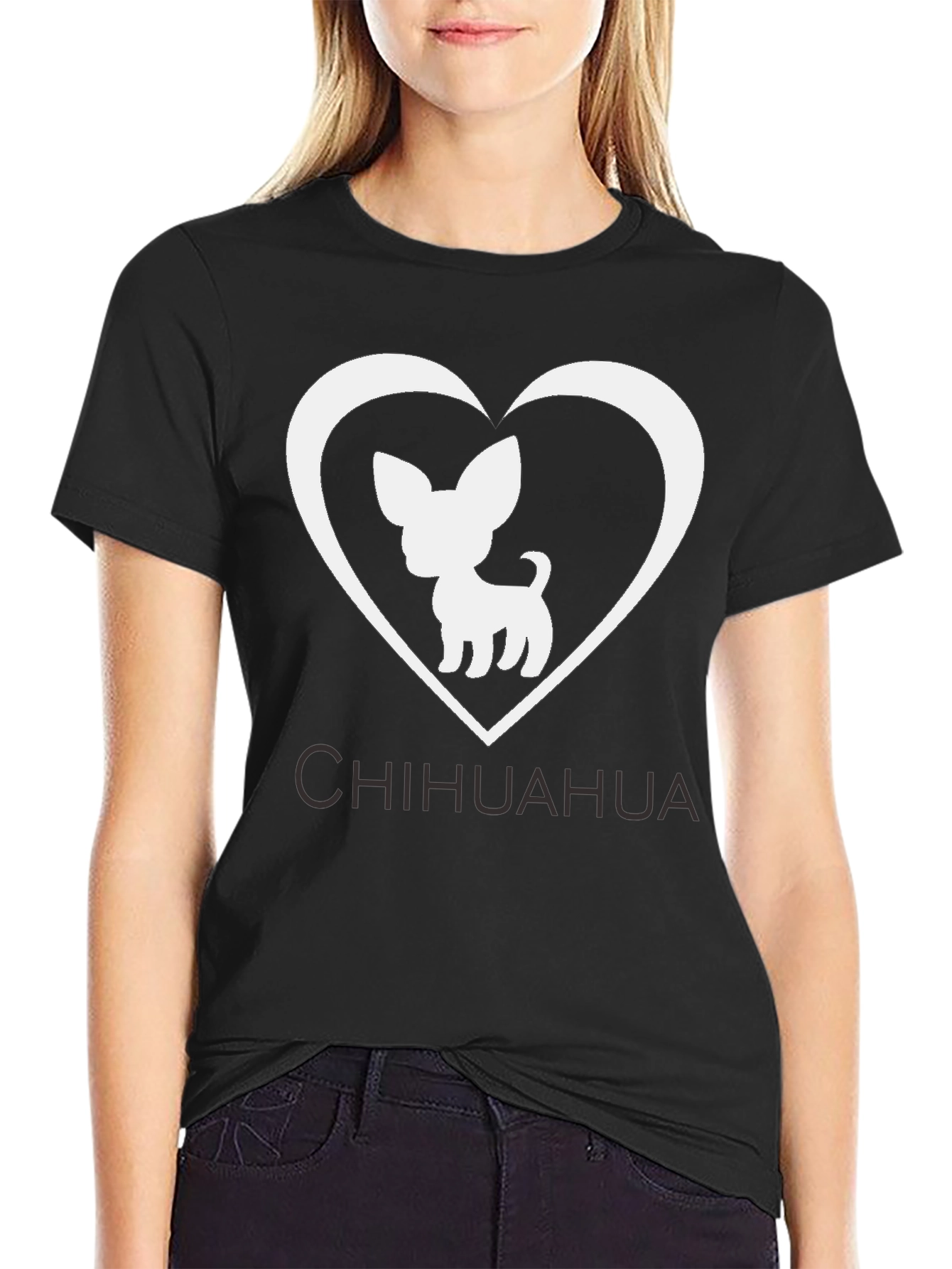 Chihuahua Heart T-Shirt - Black Cotton Tee