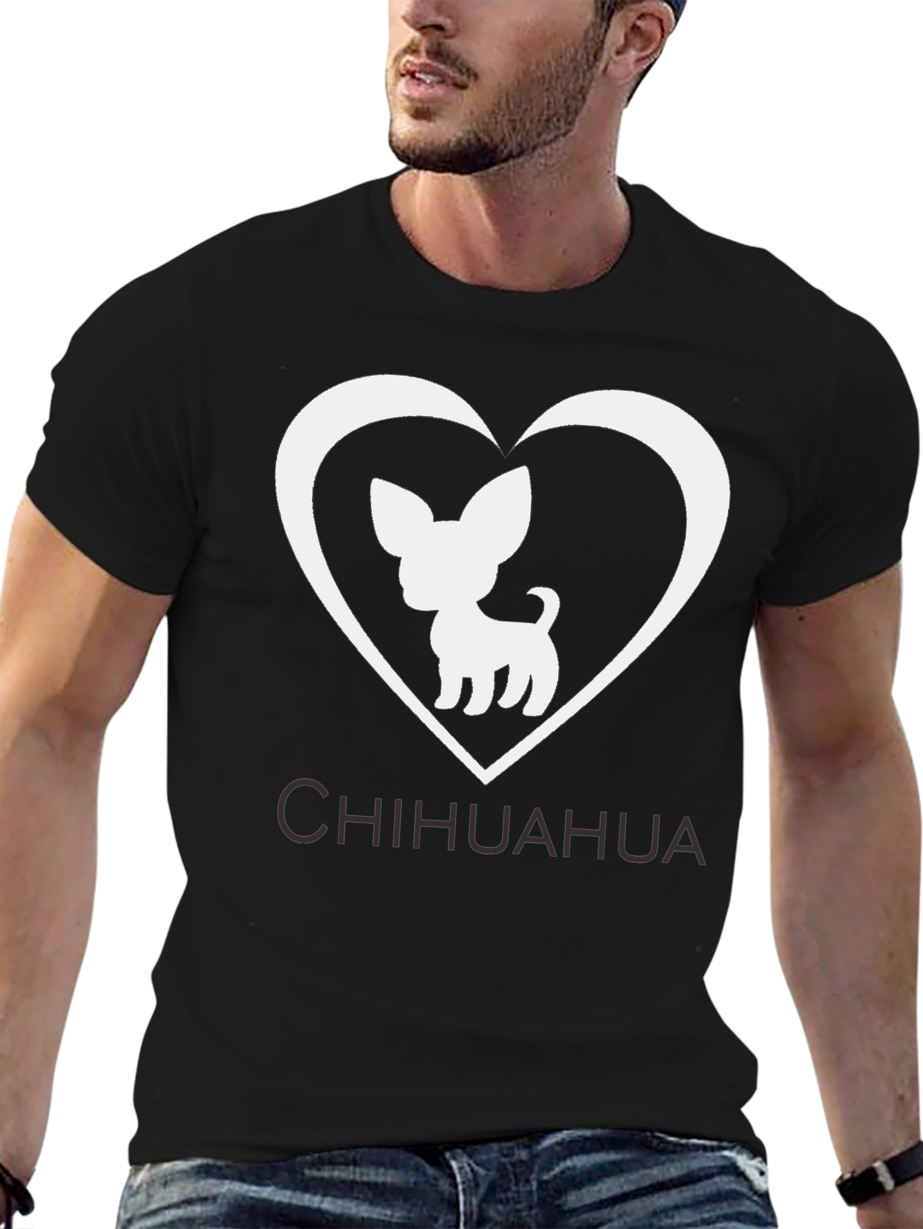 Chihuahua Heart T-Shirt - Black Cotton Tee