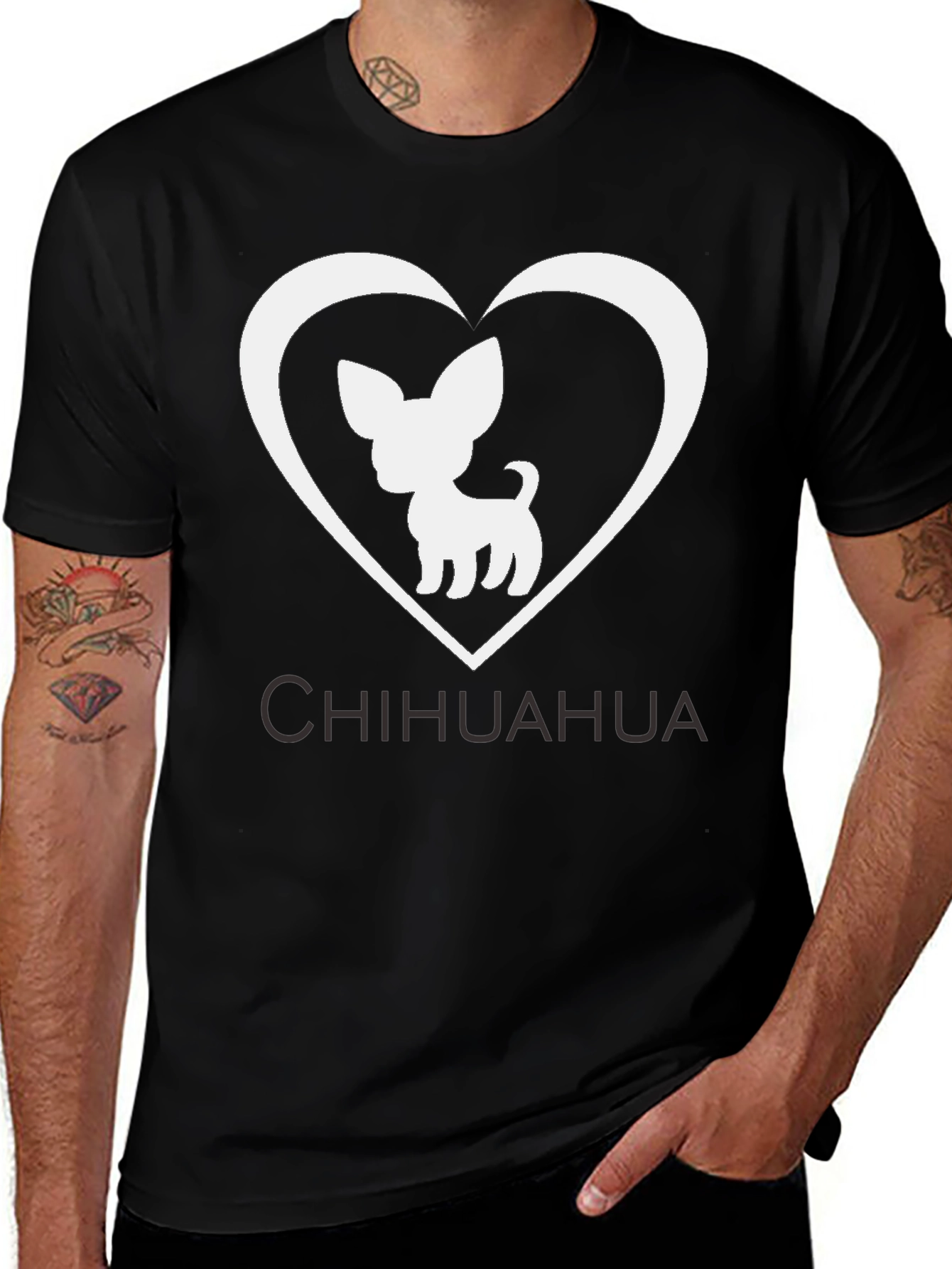 Chihuahua Heart T-Shirt - Black Cotton Tee