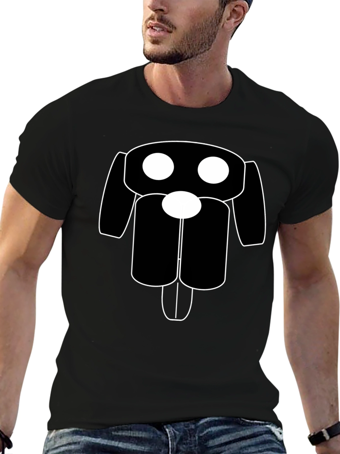 Minimalist Dog Graphic Tee - Black