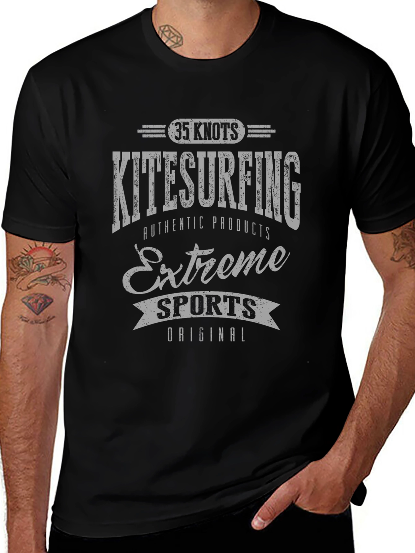 Kitesurfing Extreme Sports Black Graphic Tee