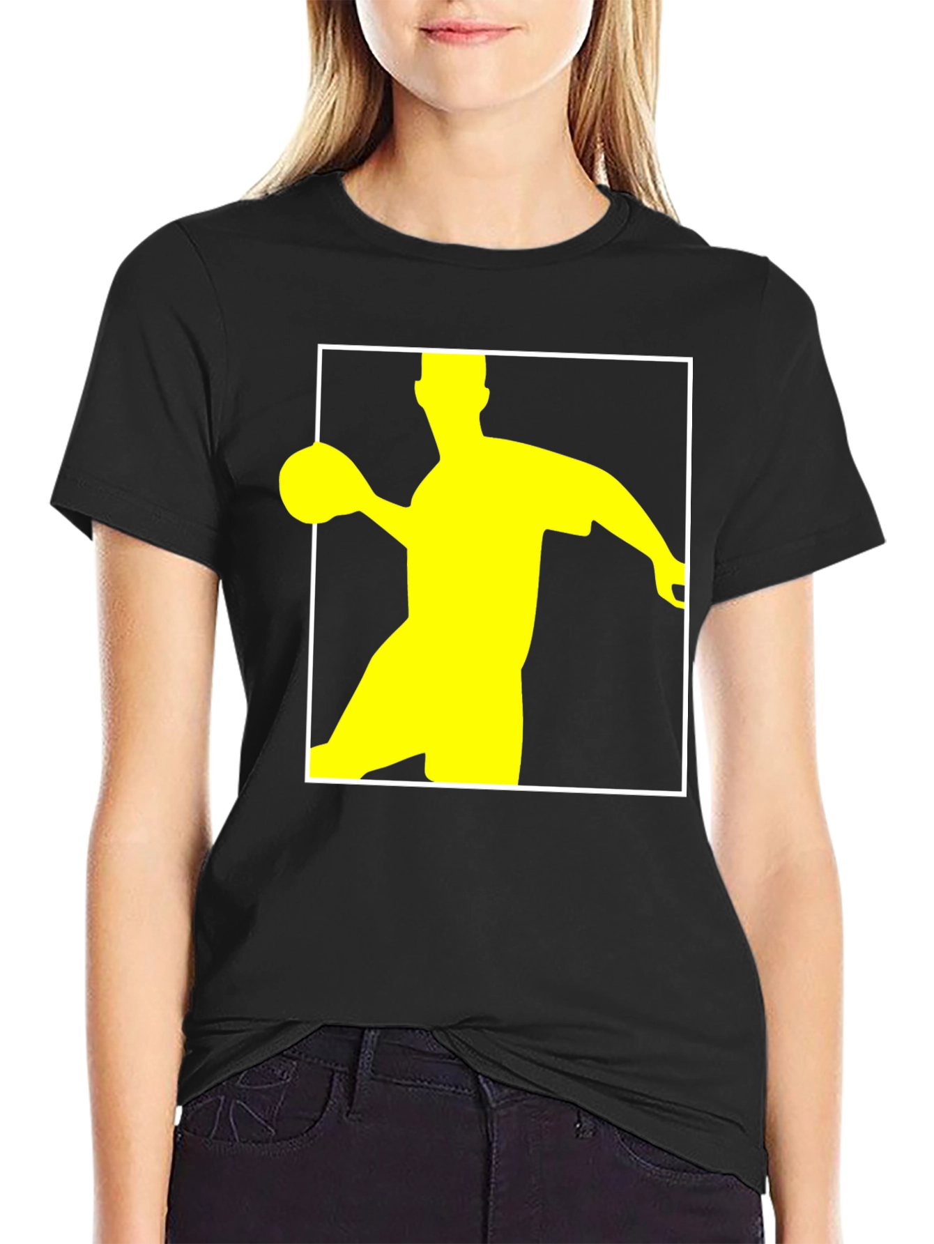 Handball Player Graphic T-Shirt - Black