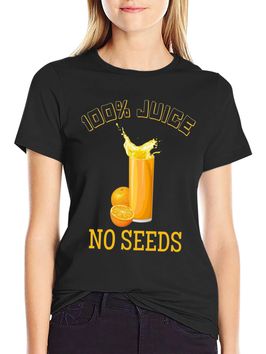 100% Juice No Seeds T-Shirt Black Cotton Blend