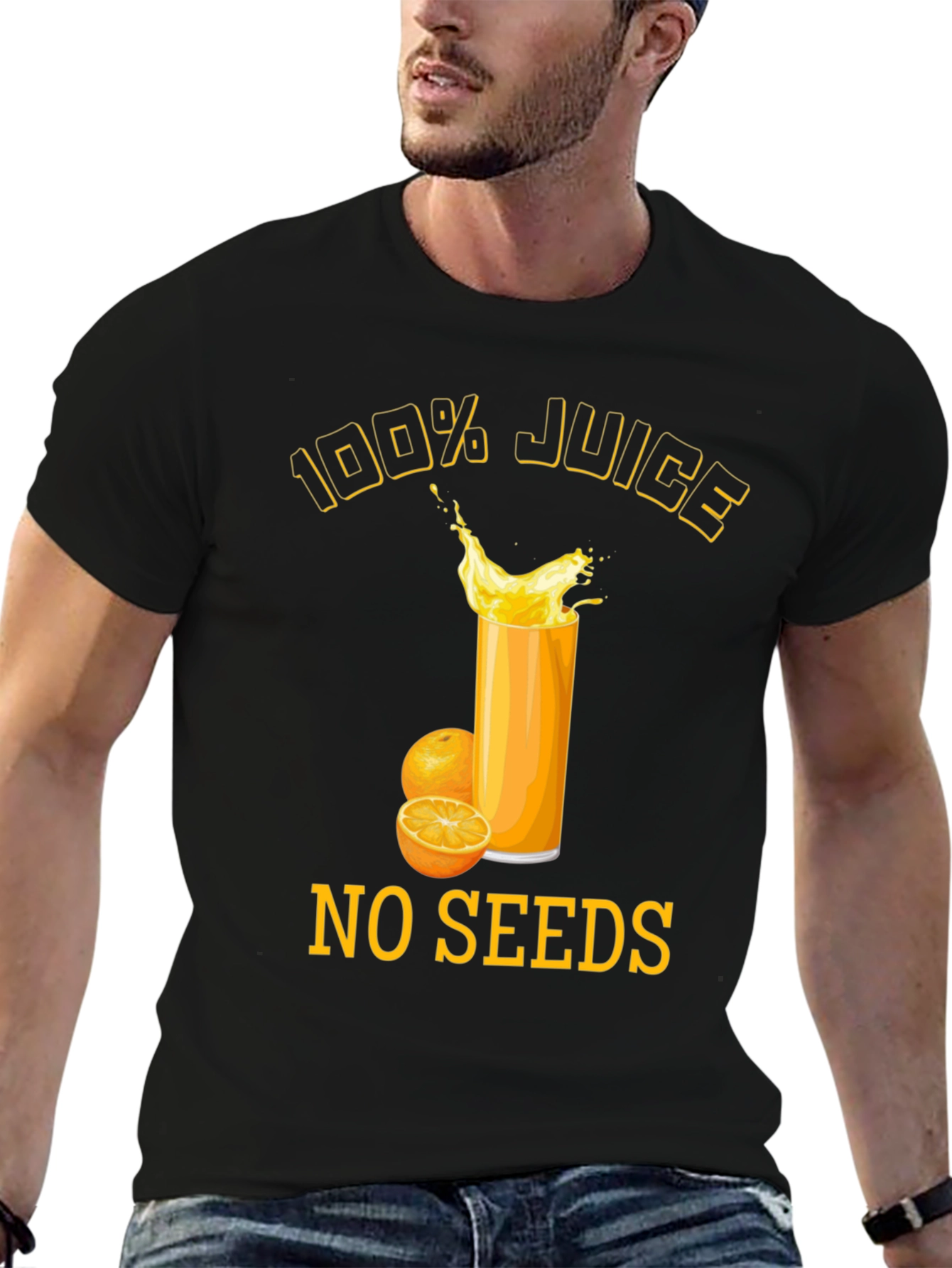 100% Juice No Seeds T-Shirt Black Cotton Blend