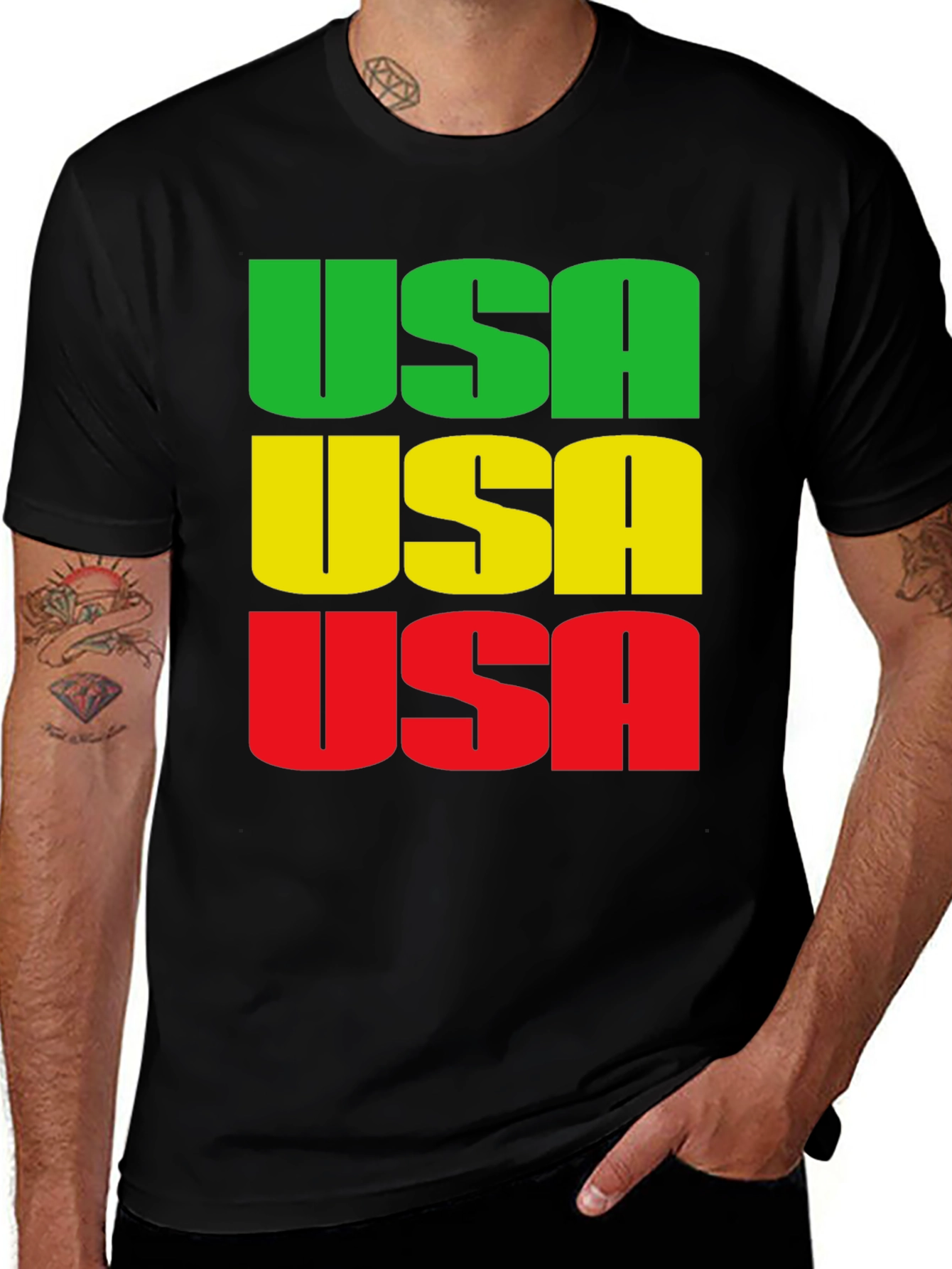 USA Graphic Print Crew Neck T-Shirt